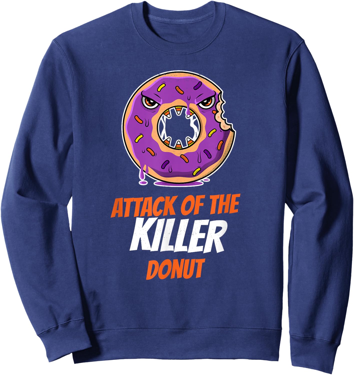 Attack of the killer donut - Funny Food Apparel Sweatshirt - Sweatshirt | Navy