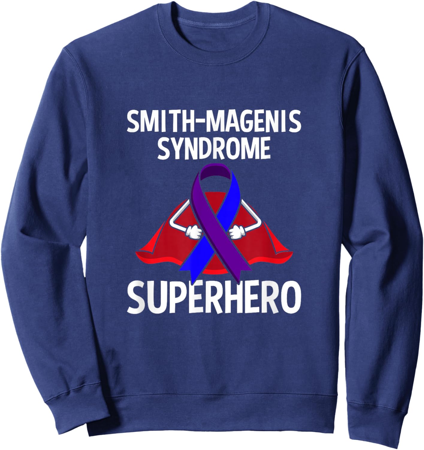 Smith-Magenis Syndrome Superhero Warrior Fighter Ribbon Sweatshirt - Sweatshirt | Navy