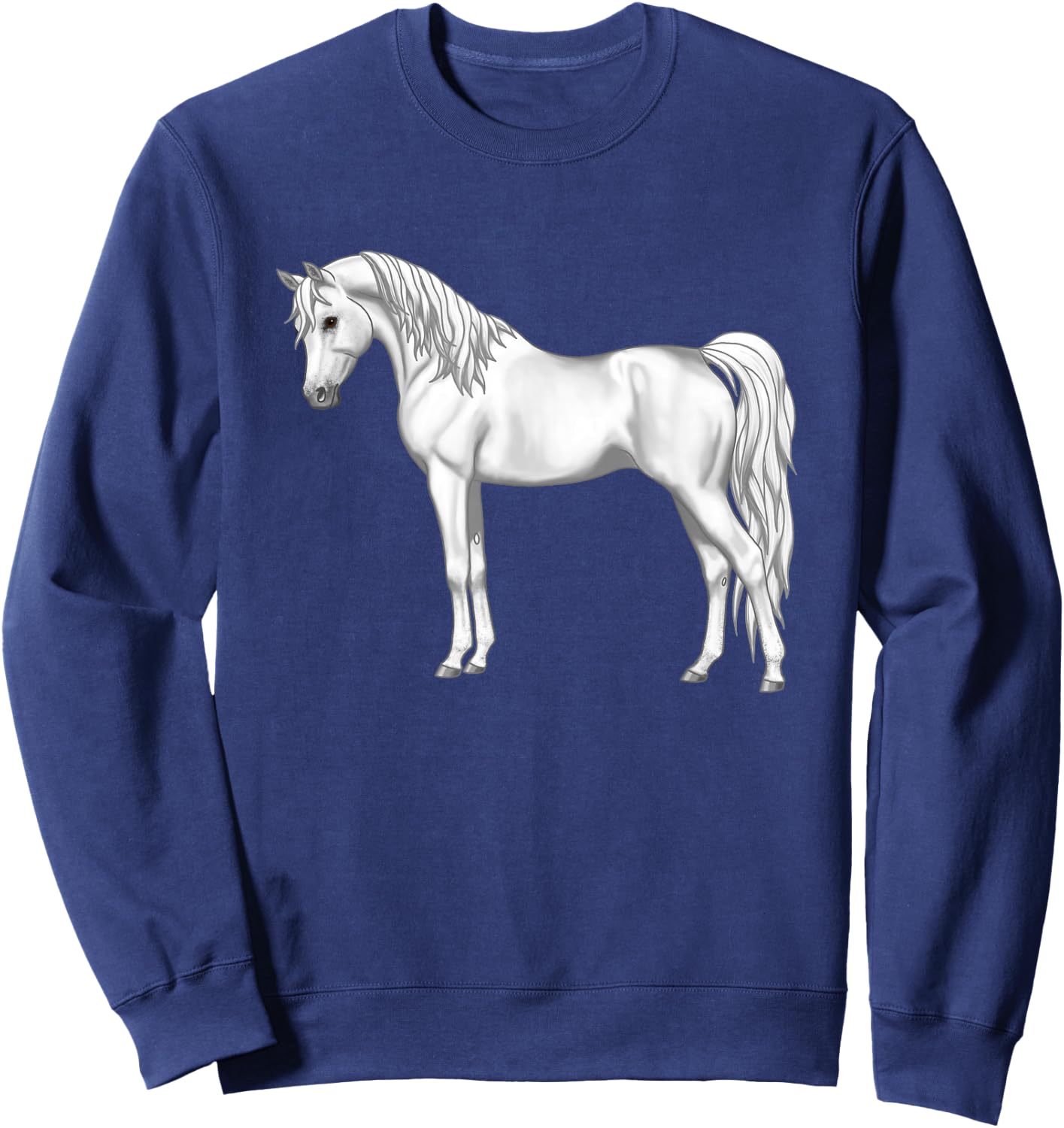 Pretty White Light Gray Egyptian Arabian Horse Lovers Gift Sweatshirt - Sweatshirt | Navy