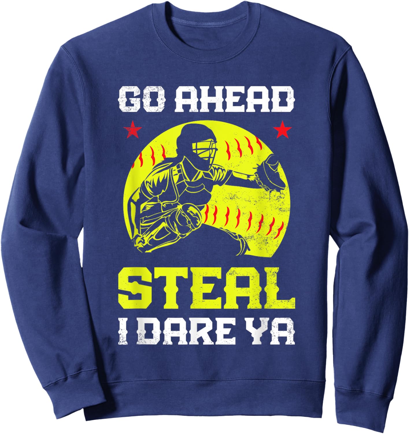 Softball Catcher Sports Design- Funny Softball Player Sweatshirt - Sweatshirt | Navy