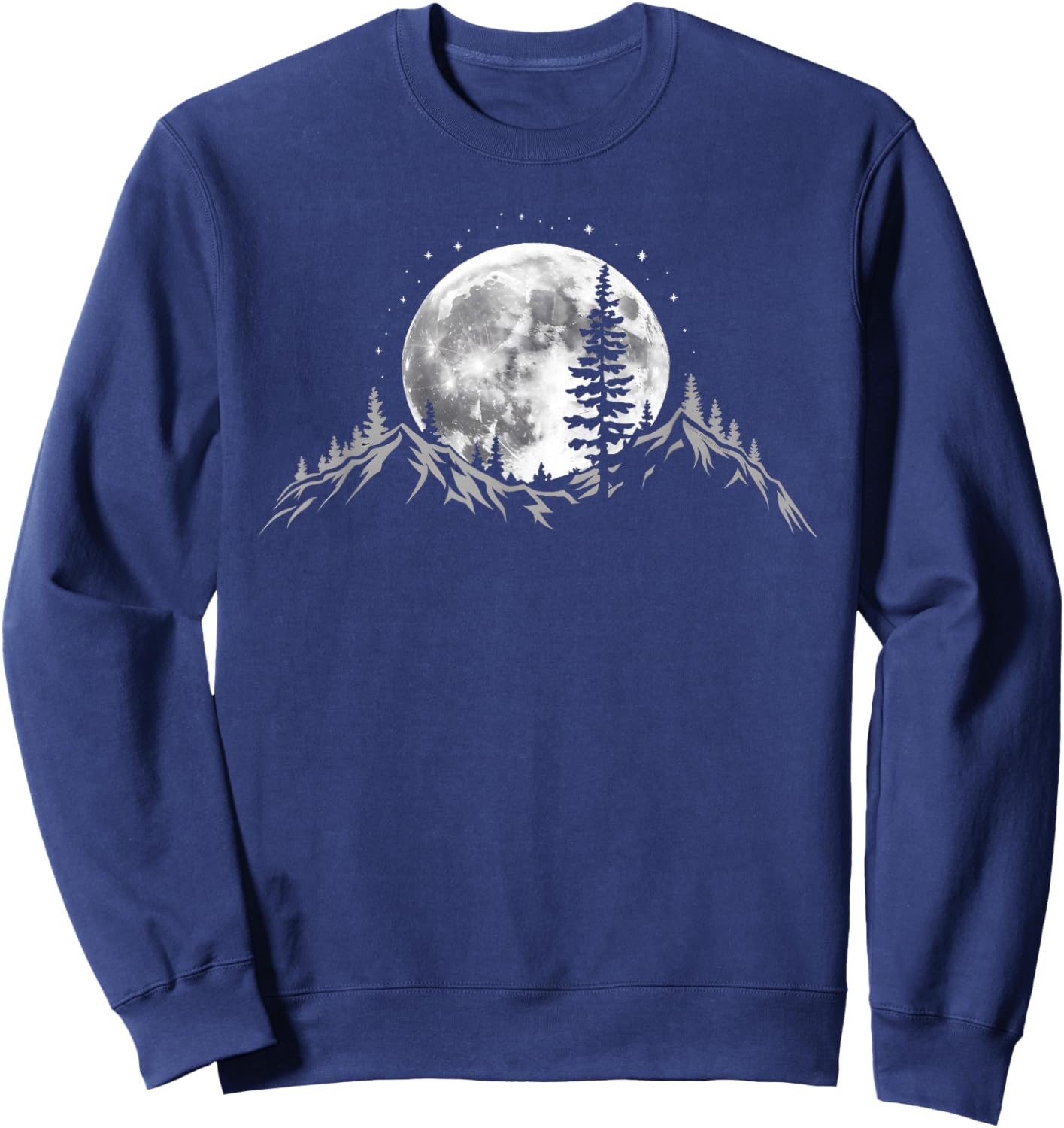 Full Moon Trees Nature Mountains Adventure Outdoor Forest Sweatshirt - Sweatshirt | Navy