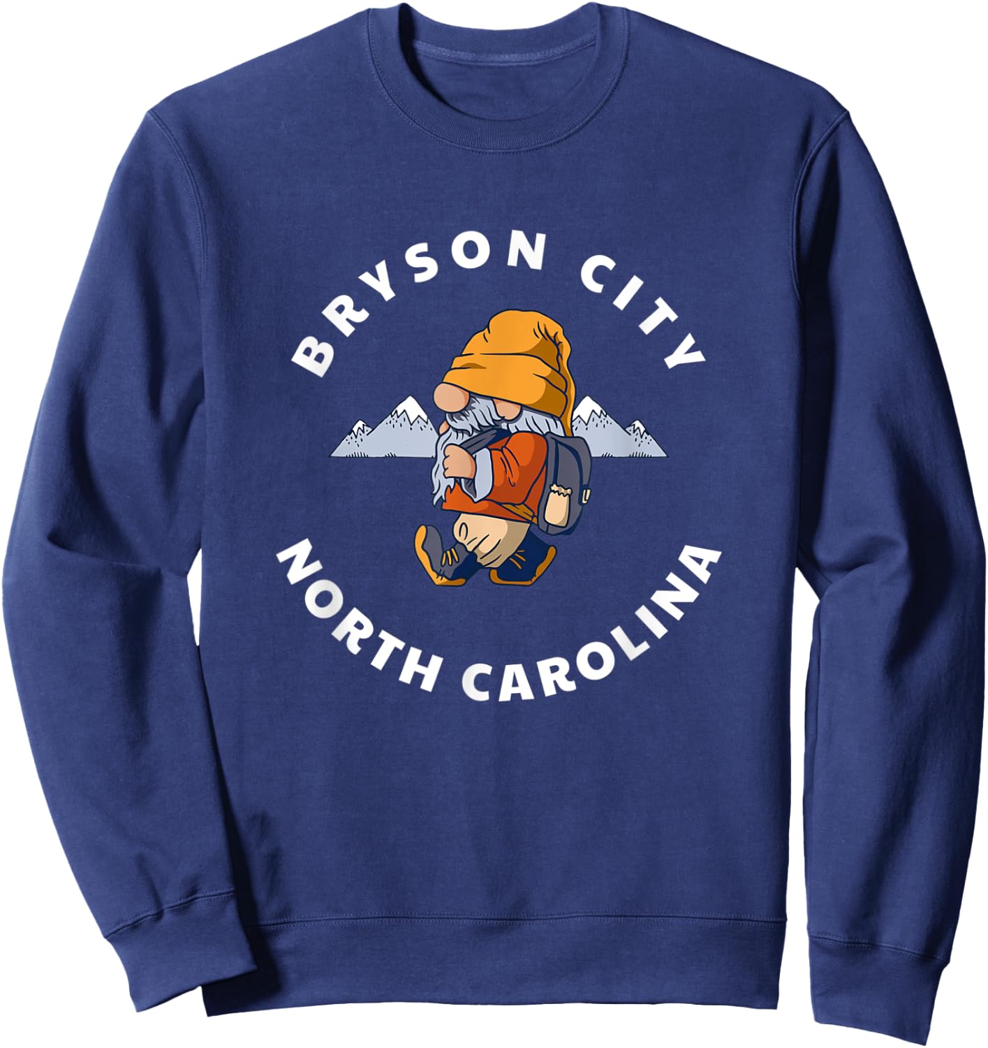 Bryson City North Carolina Hiking Gnome NC Vacation Sweatshirt - Sweatshirt | Navy