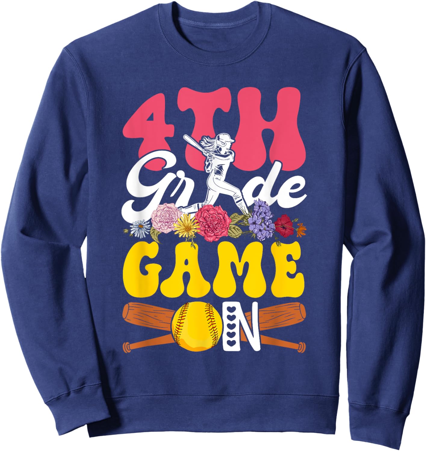 4th Grade Funny Game Costume Softball Player Lover Students Sweatshirt - Sweatshirt | Navy