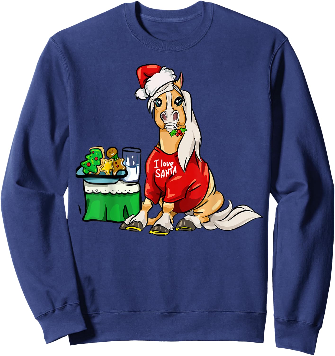 Haflinger Horse I Love Santa Christmas Horses Gifts Sweatshirt - Sweatshirt | Navy
