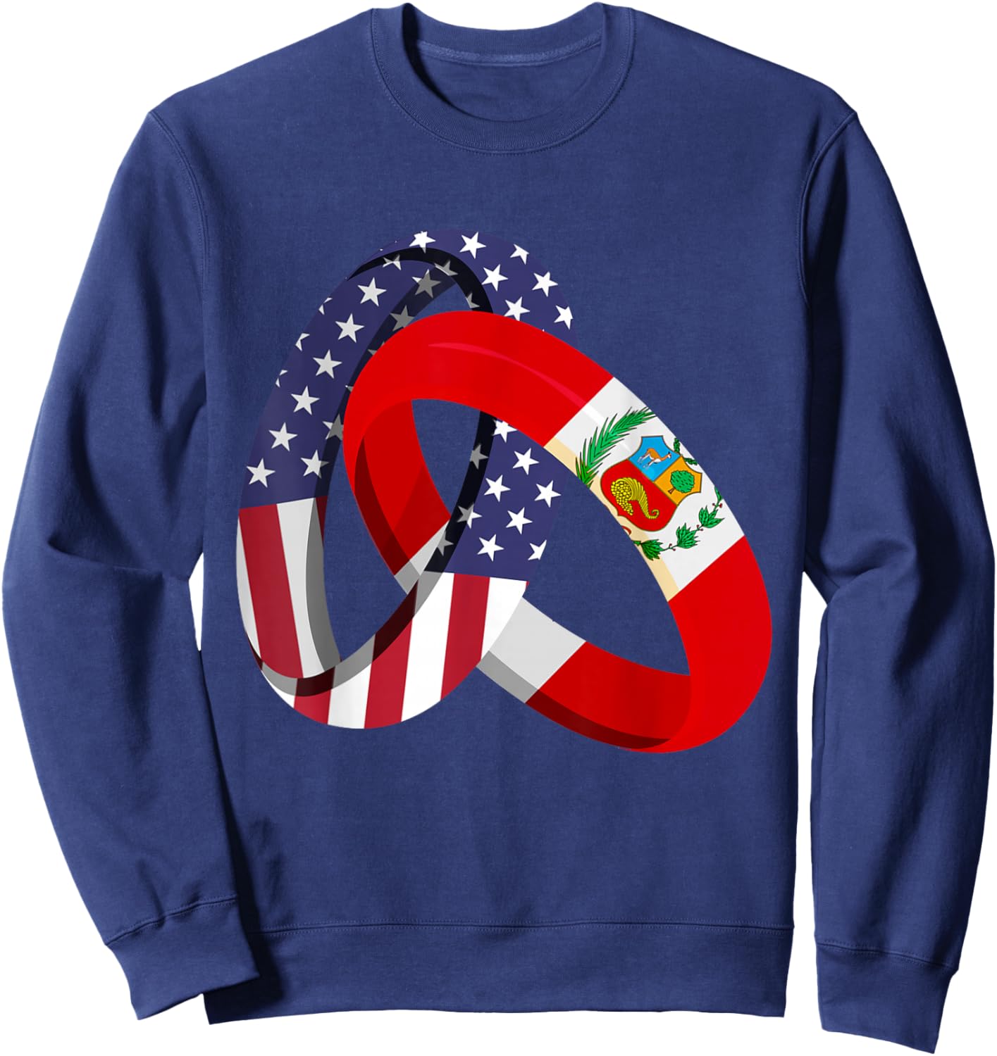 Peru American Ring Heritage Month Peruvian Flag Sweatshirt - Sweatshirt | Navy