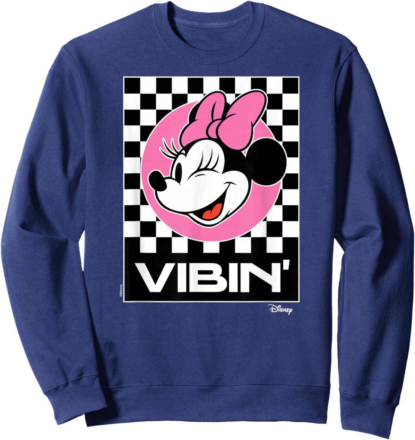 Minnie Mouse - Vibin Retro Checkered Background Sweatshirt - Sweatshirt | Navy