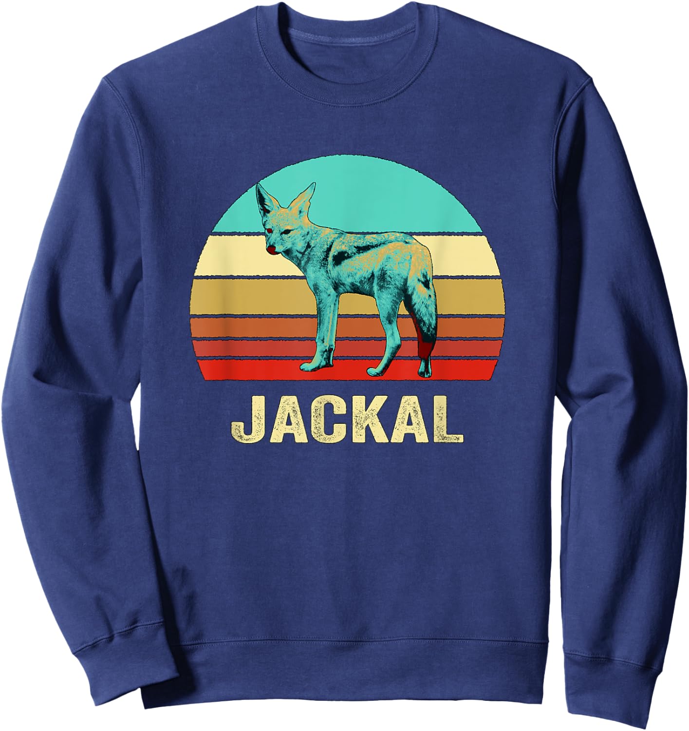 Vintage Retro Style Sunset Jackal Sweatshirt - Sweatshirt | Navy