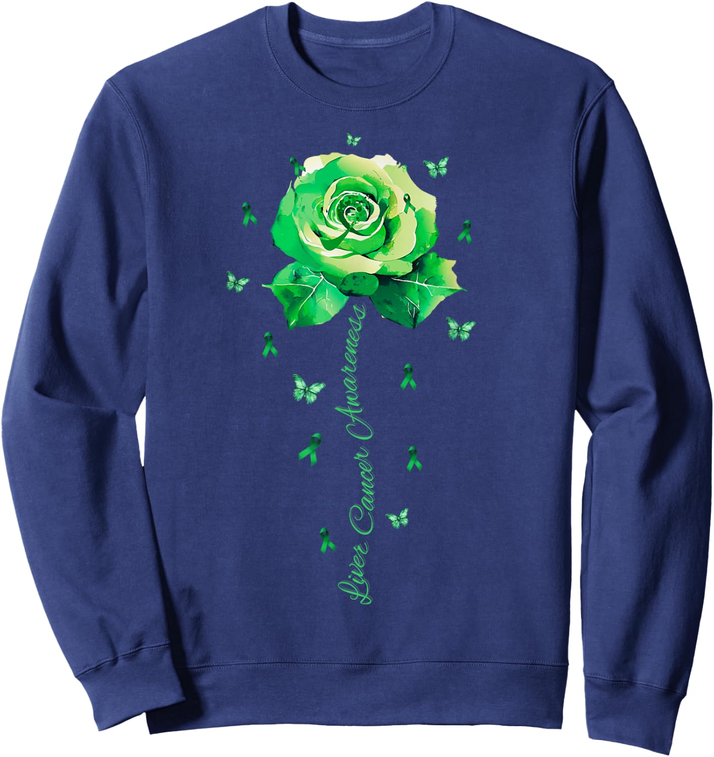 Flower Liver Cancer Awareness Shirt Sweatshirt - Sweatshirt | Navy
