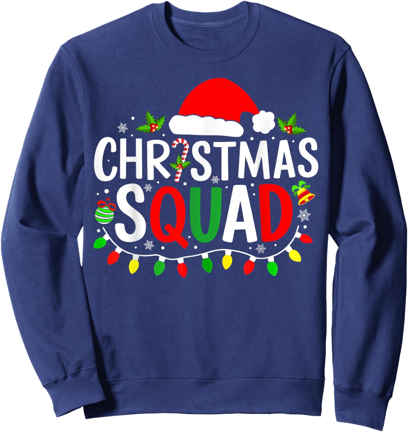 Christmas Squad Matching Pajamas Men Women Xmas Lights Sweatshirt - Sweatshirt | Navy