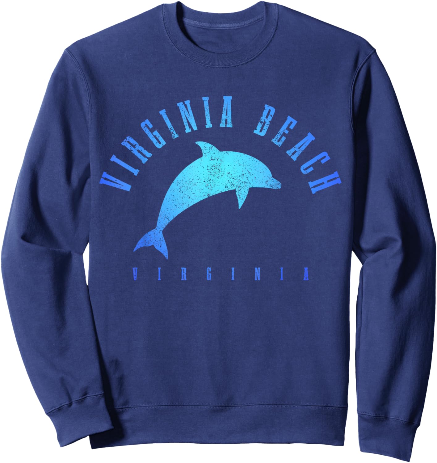 Virginia Beach Virginia Vintage Dolphin Holiday Sweatshirt - Sweatshirt | Navy