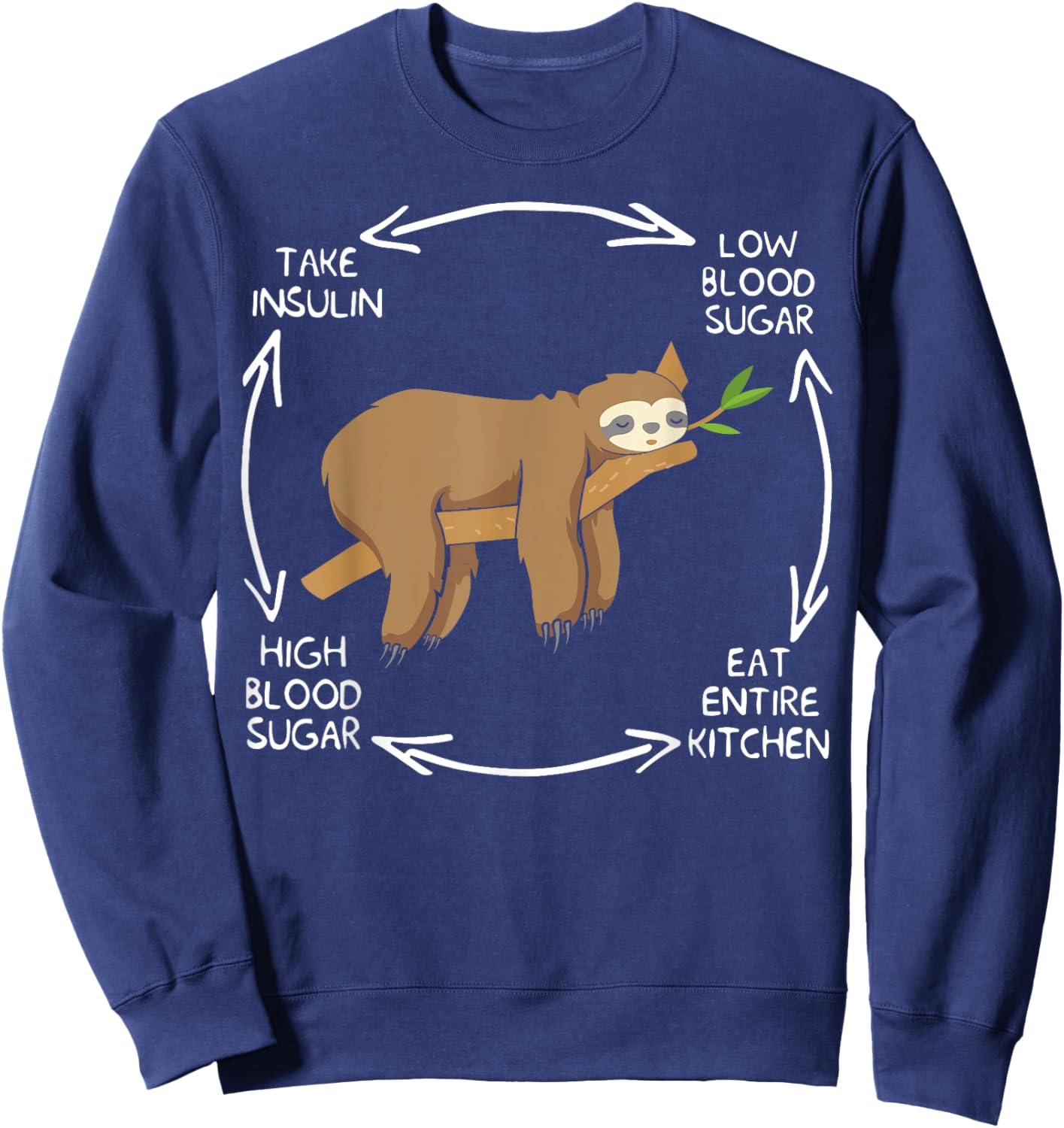 Diabetes Cycle Diabetes Life Lazy Sloth Diabetes Awareness Sweatshirt - Sweatshirt | Navy
