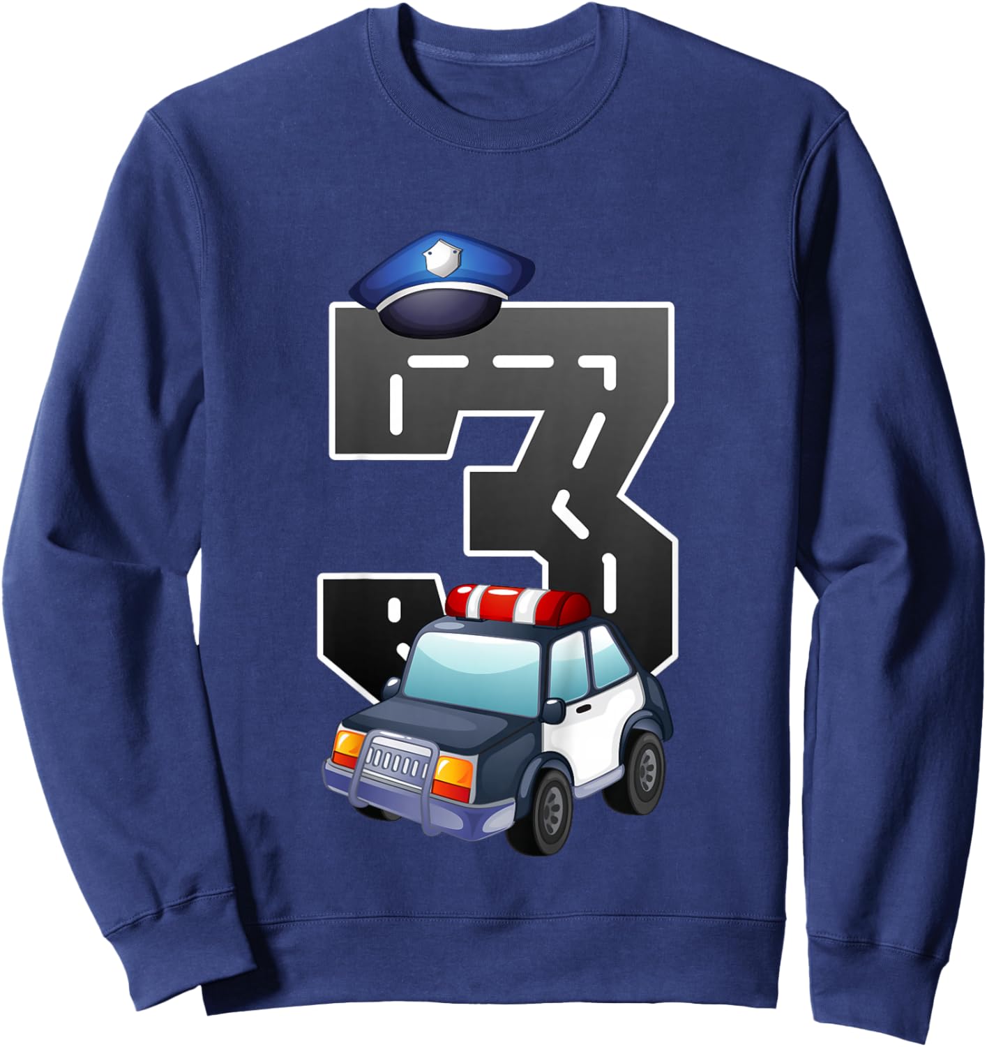 3rd Birthday Police Car 3 Years Birthday Gift Sweatshirt - Sweatshirt | Navy