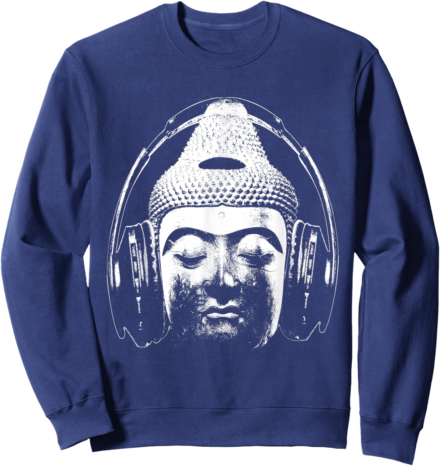 Buddha Wear Headphones funny DJ Music Headphones Sweatshirt - Sweatshirt | Navy