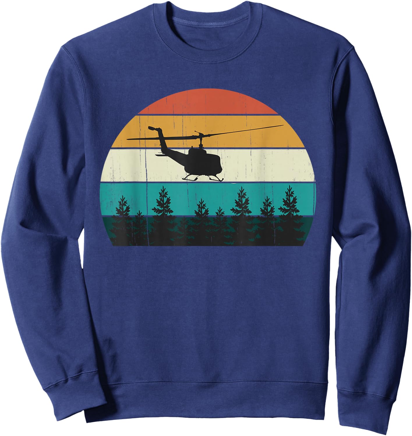 Retro Helicopter Pilot: Vintage Sunset: Chopper / Rotorcraft Sweatshirt - Sweatshirt | Navy