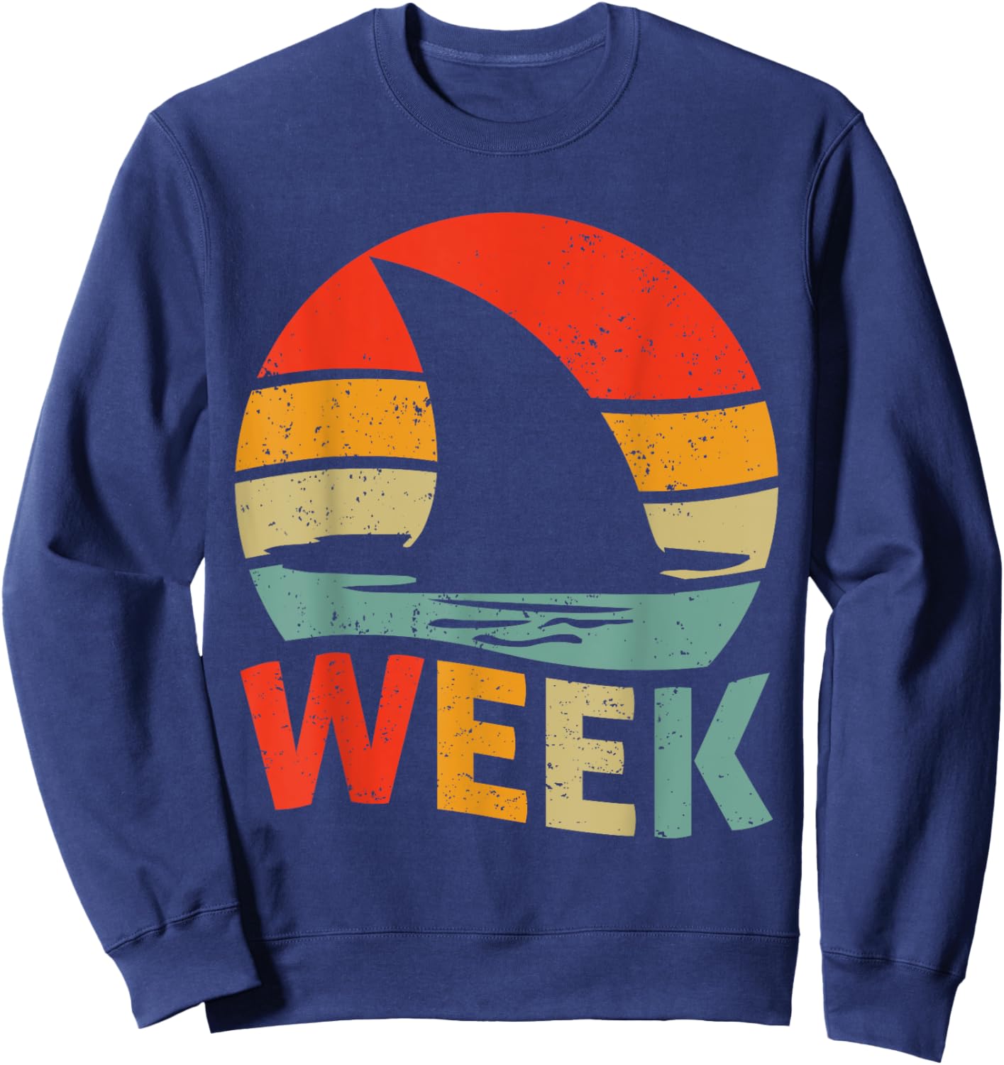 2025 Week Retro Shark Fin Lover Sea Ocean Animal Summer Trip Men Women Girls Kids Sweatshirt - Sweatshirt | Navy