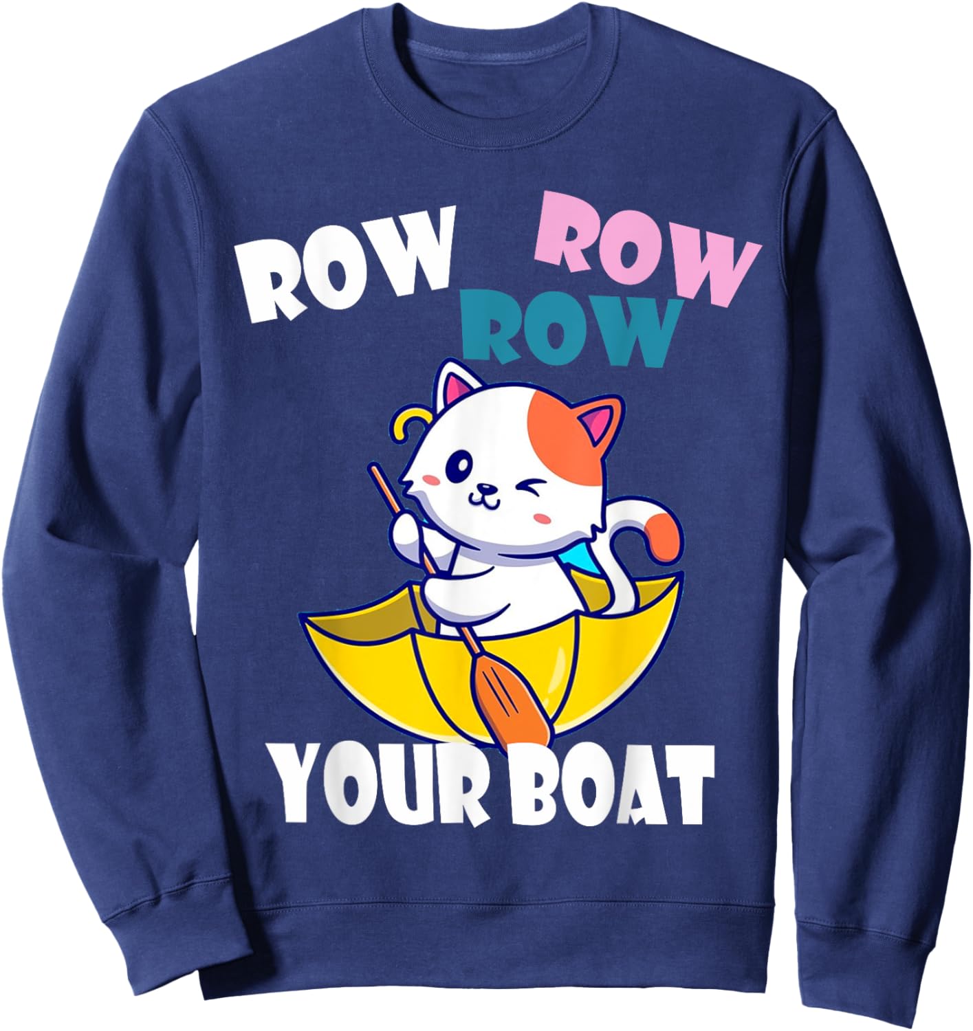 Row Row Row Your Boat Cute Unicorn Funny Kids Sweatshirt - Sweatshirt | Navy