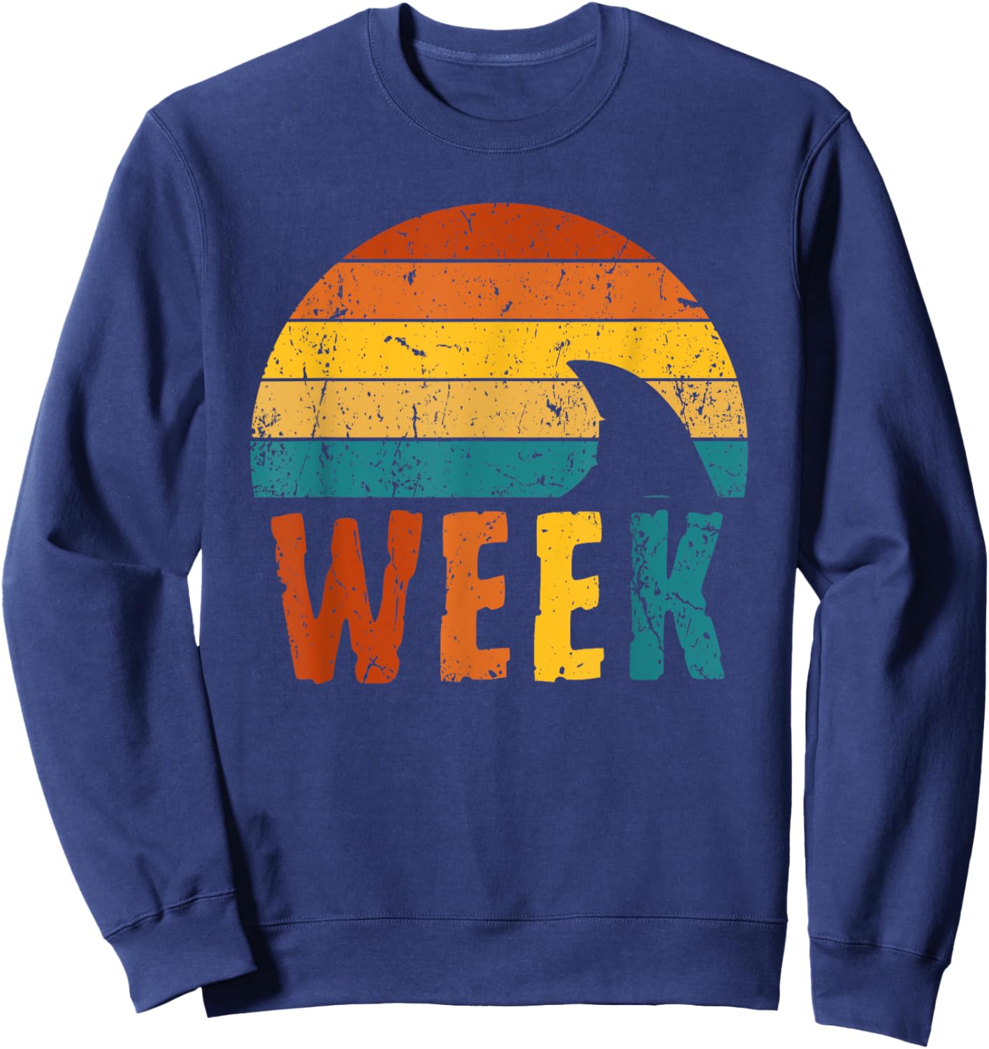 Retro Shark Fin 70s 80s Week Cool Sharks Ocean Animal Lover Sweatshirt - Sweatshirt | Navy