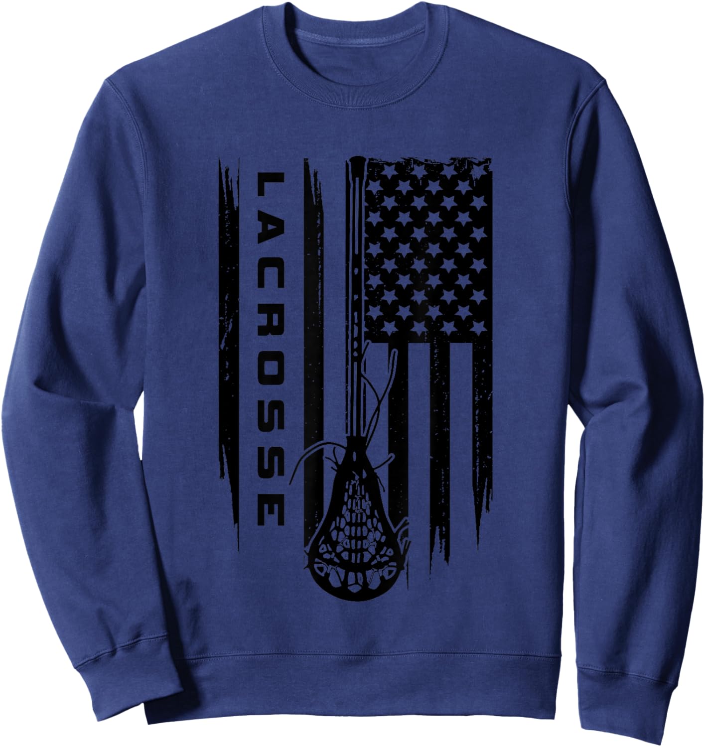 American Flag Lacrosse Apparel - Lacrosse Small Sweatshirt - Sweatshirt | Navy