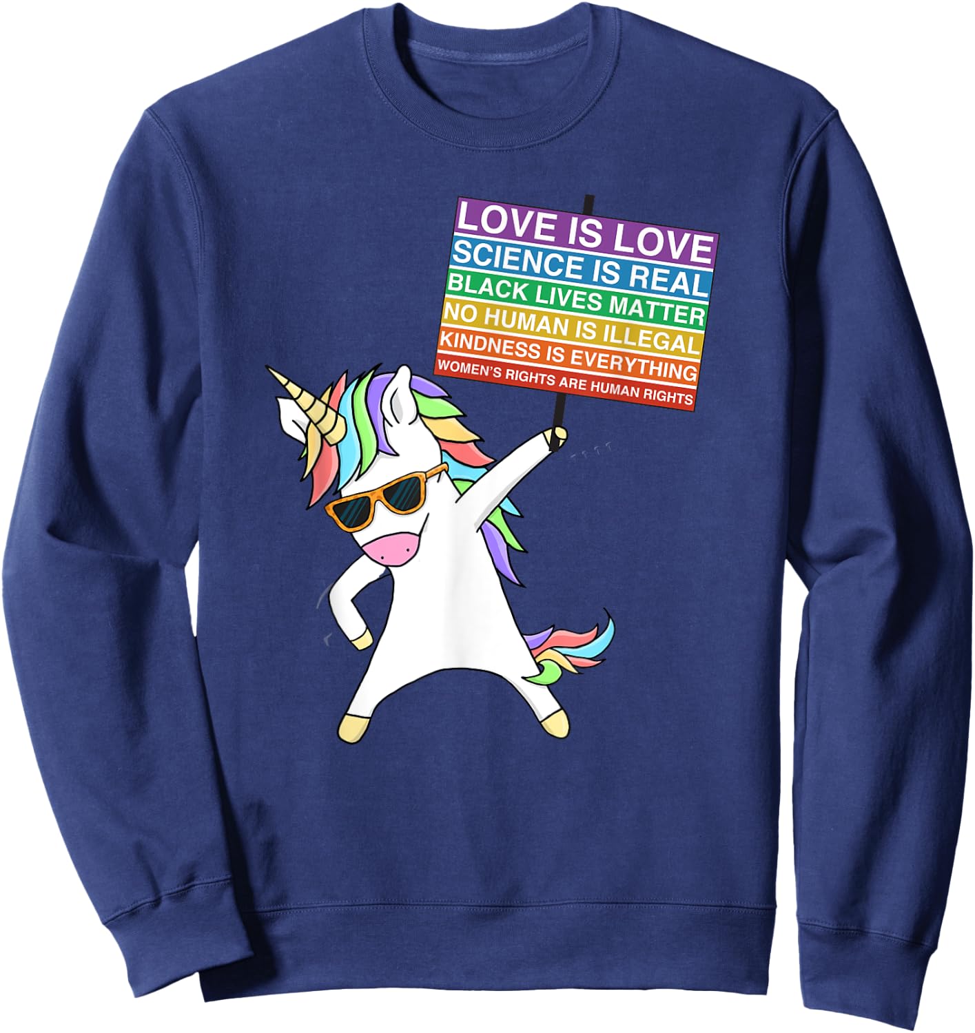 Social Justice Unicorn Protest Equality Egalitarian Sweatshirt - Sweatshirt | Navy