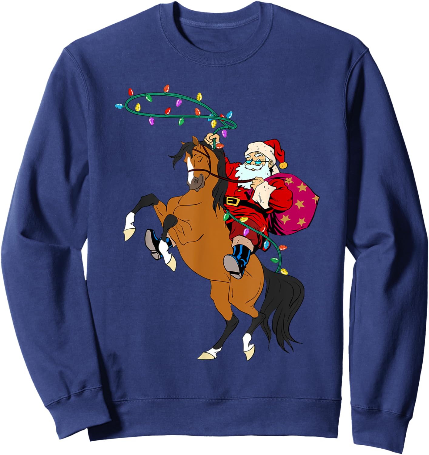 Cowboy Santa Claus Riding A Horse Christmas Cowboy Kids Boys Sweatshirt - Sweatshirt | Navy