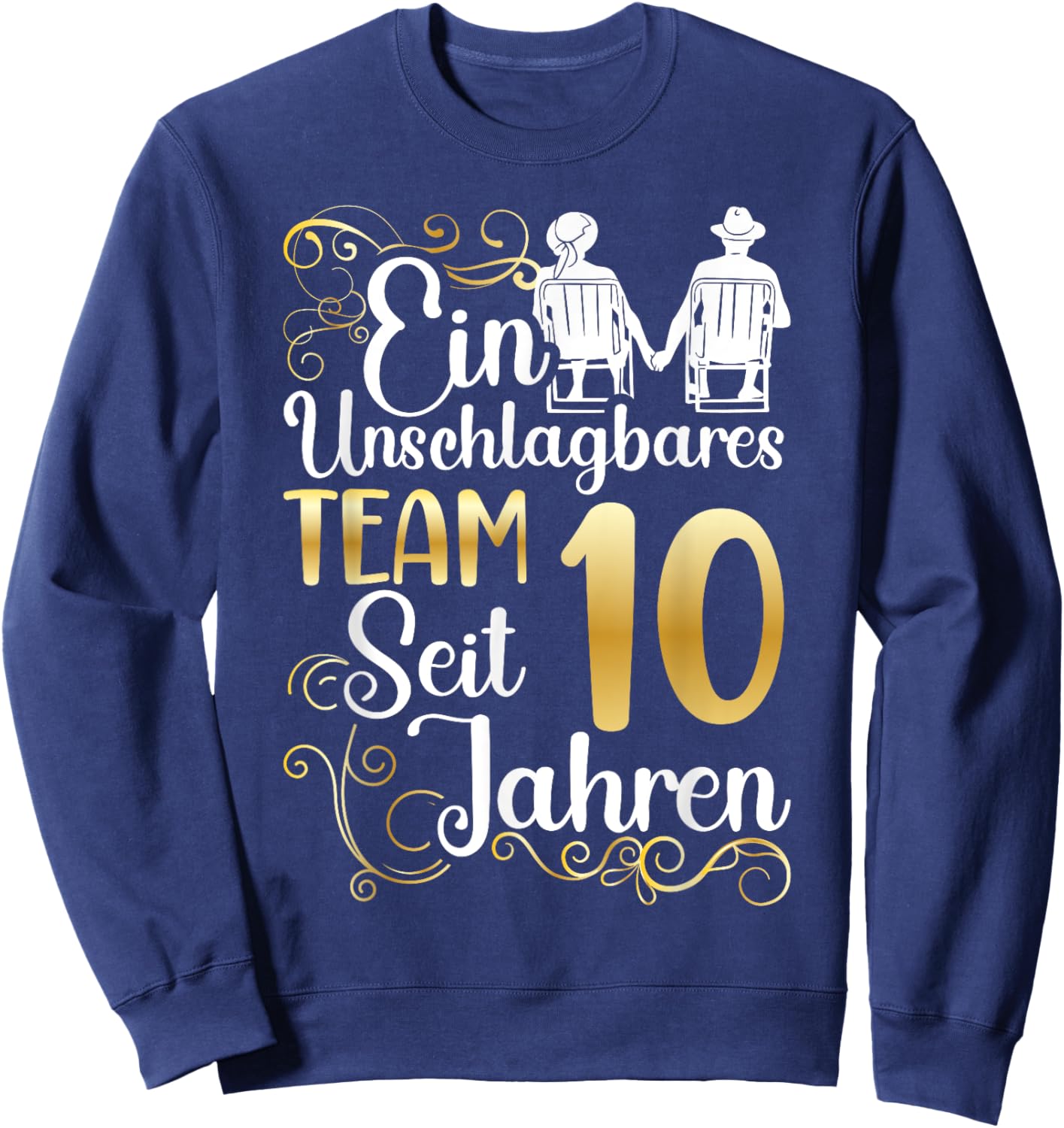 Rosenhochzeit 10 Jahre Verheiratet Hochzeitstag Sweatshirt - Sweatshirt | Navy