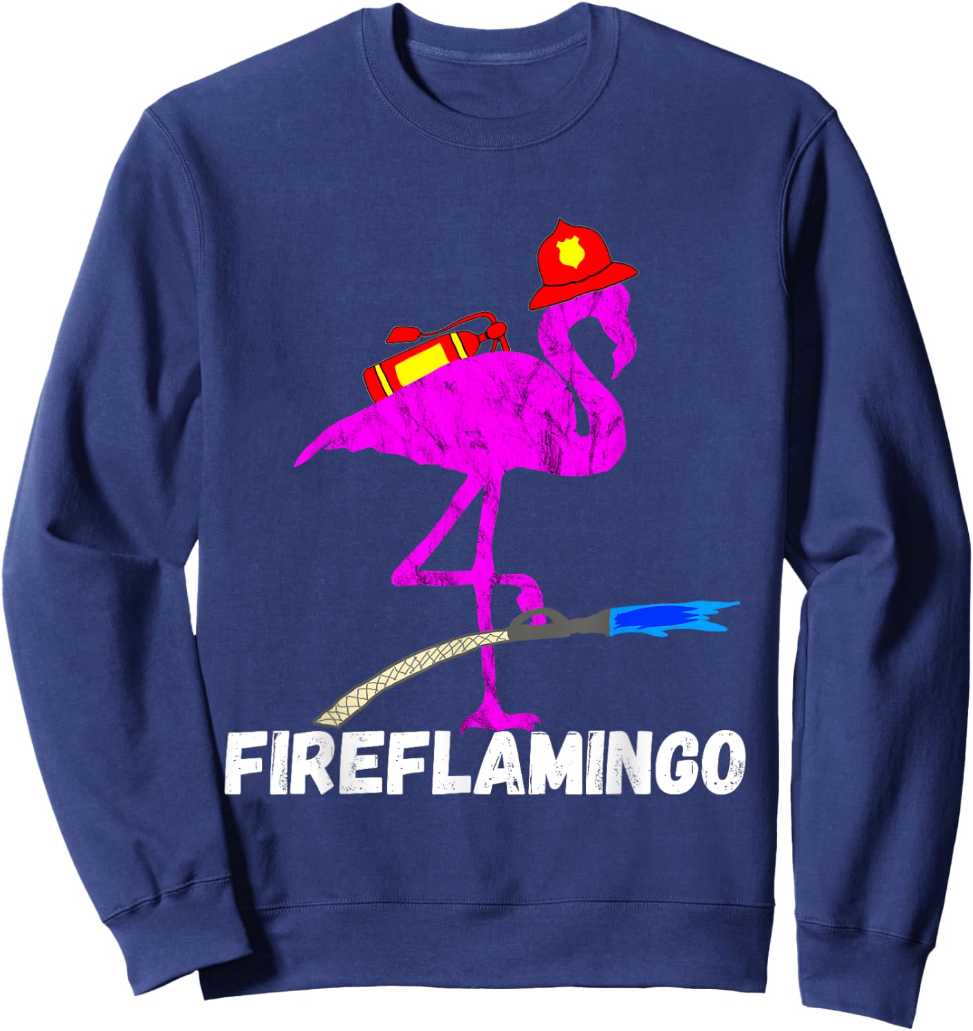 Fire Fighter Flamingo Exotic Bird Firefighter Fireman Sweatshirt - Sweatshirt | Navy