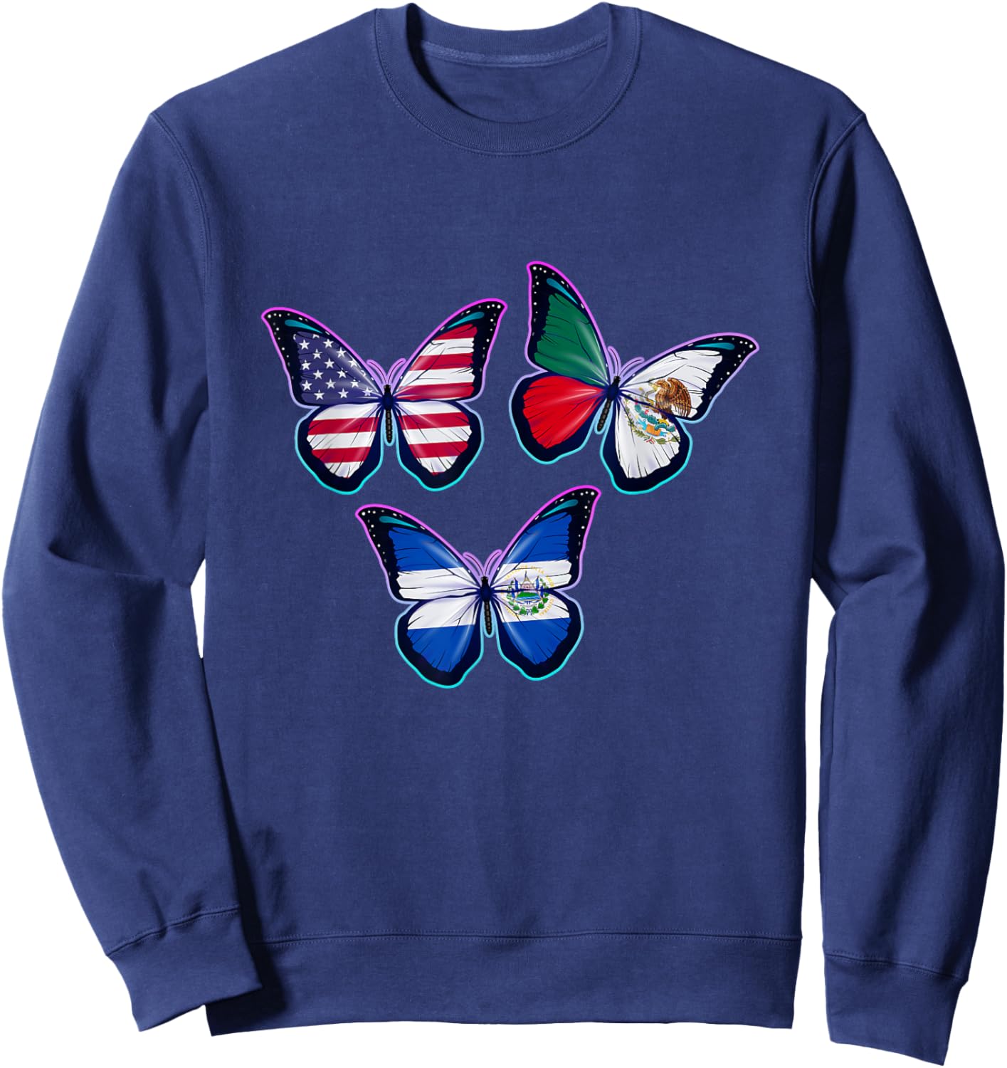 Multiculti Heritage. El Salvador Mexico and The USA Sweatshirt - Sweatshirt | Navy