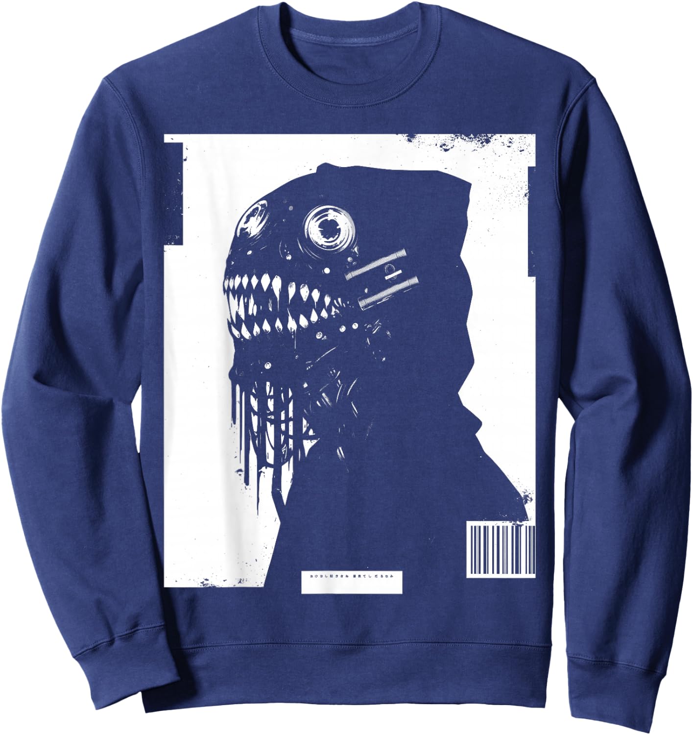 Horror Techwear Ghoul Futuristic Grunge Cybergoth Gothic Sweatshirt - Sweatshirt | Navy