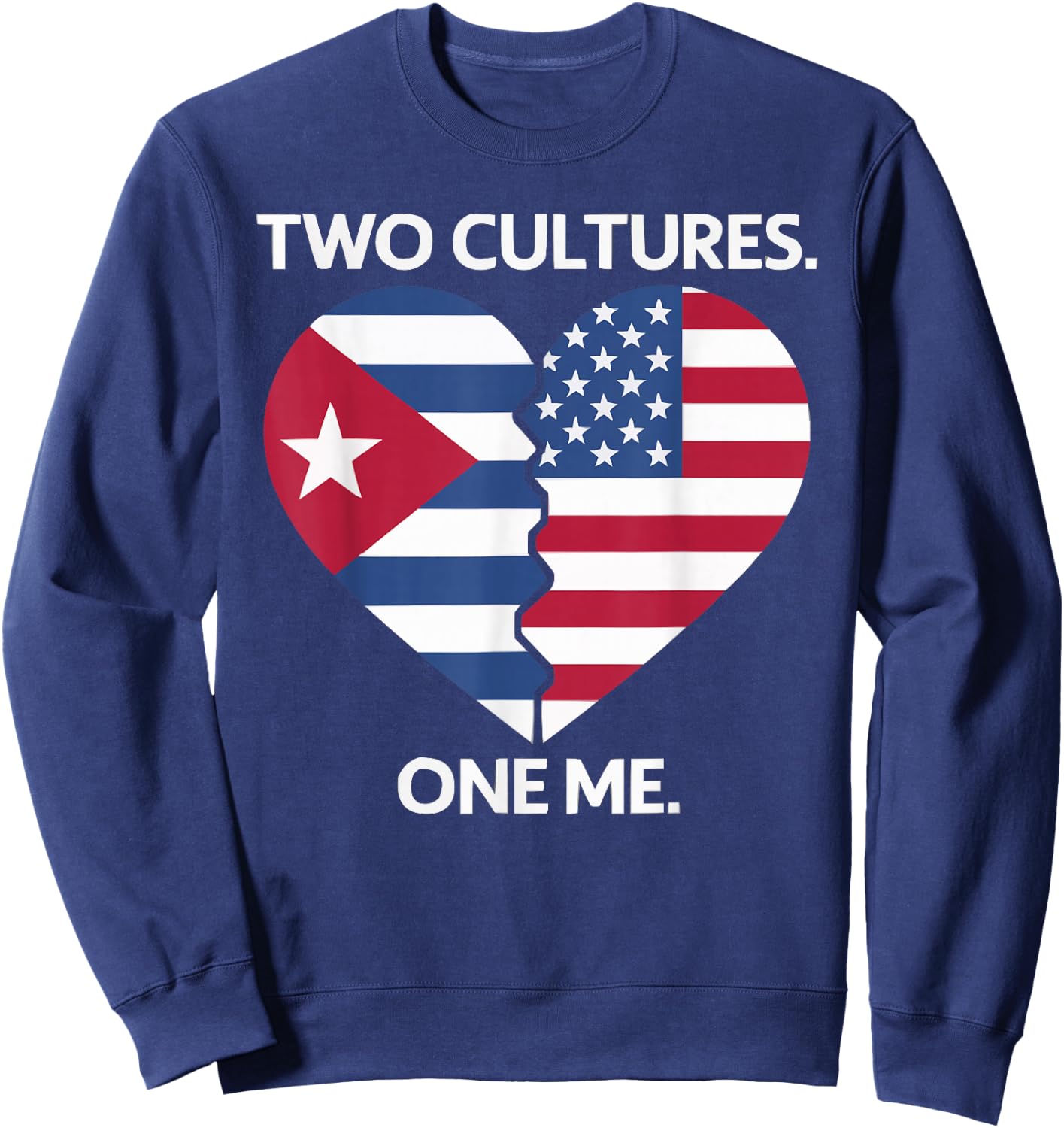 Half Cuban Half American Country USA Flag Cuba America Sweatshirt - Sweatshirt | Navy