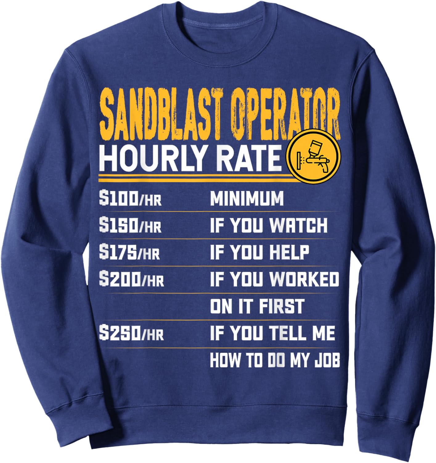 Sandblast Operator Hourly Rate Sandblasting Sandblaster Sweatshirt - Sweatshirt | Navy