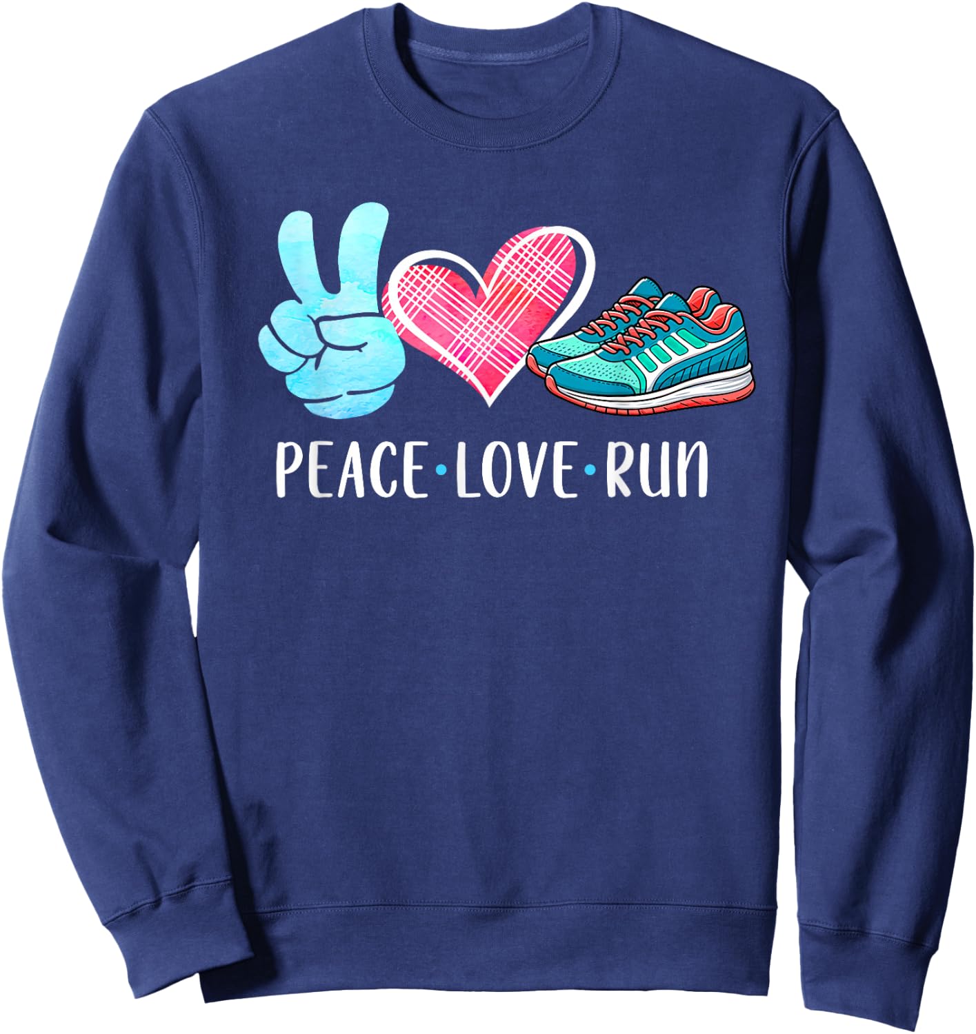 Running Lover Running Team Runner Athletic Peace Love Run Sweatshirt - Sweatshirt | Navy