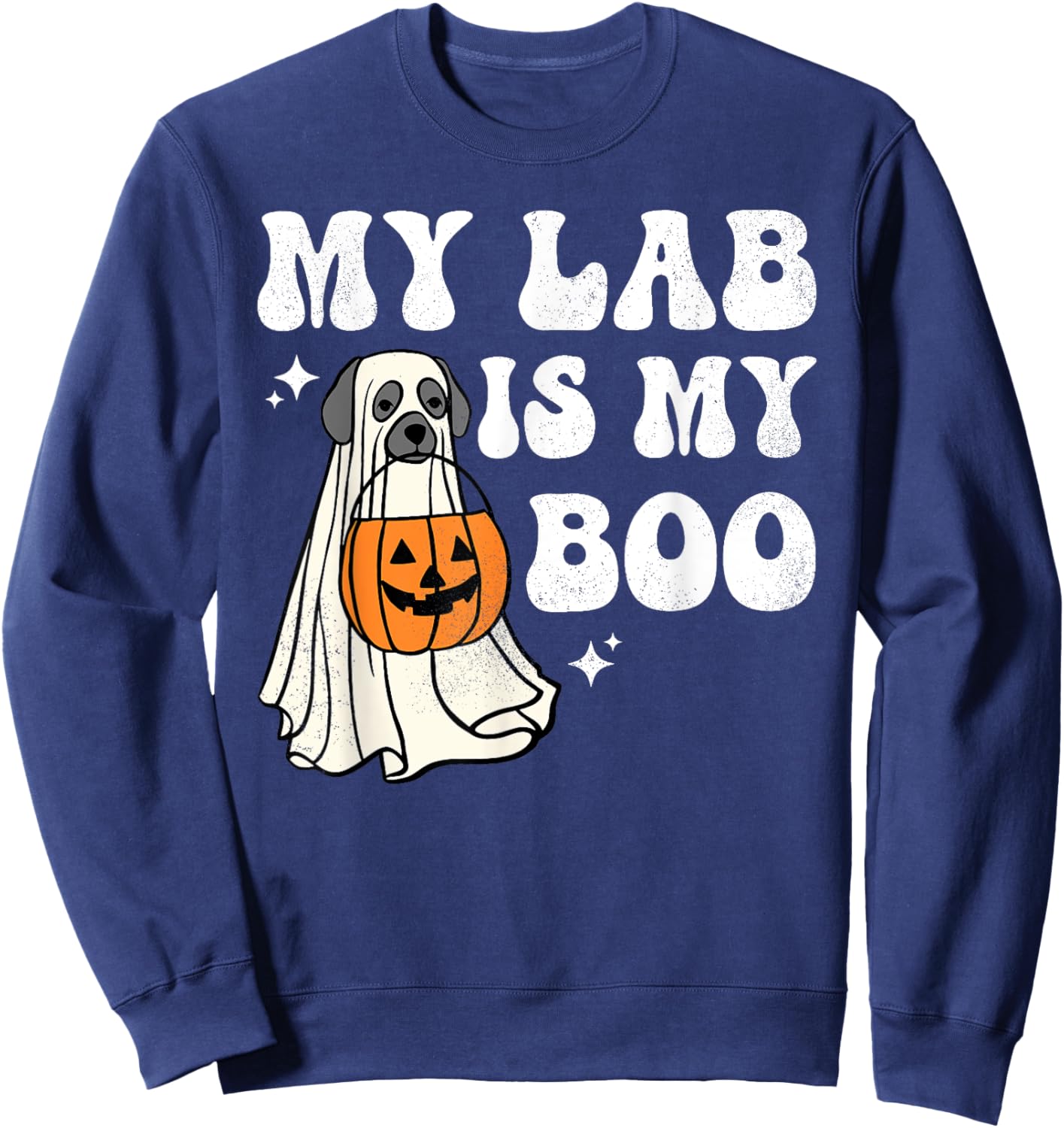 Halloween Black Lab Ghost Dog Lab Mom Retro Labrador Mama Do Men Women Sweatshirt - Sweatshirt | Navy