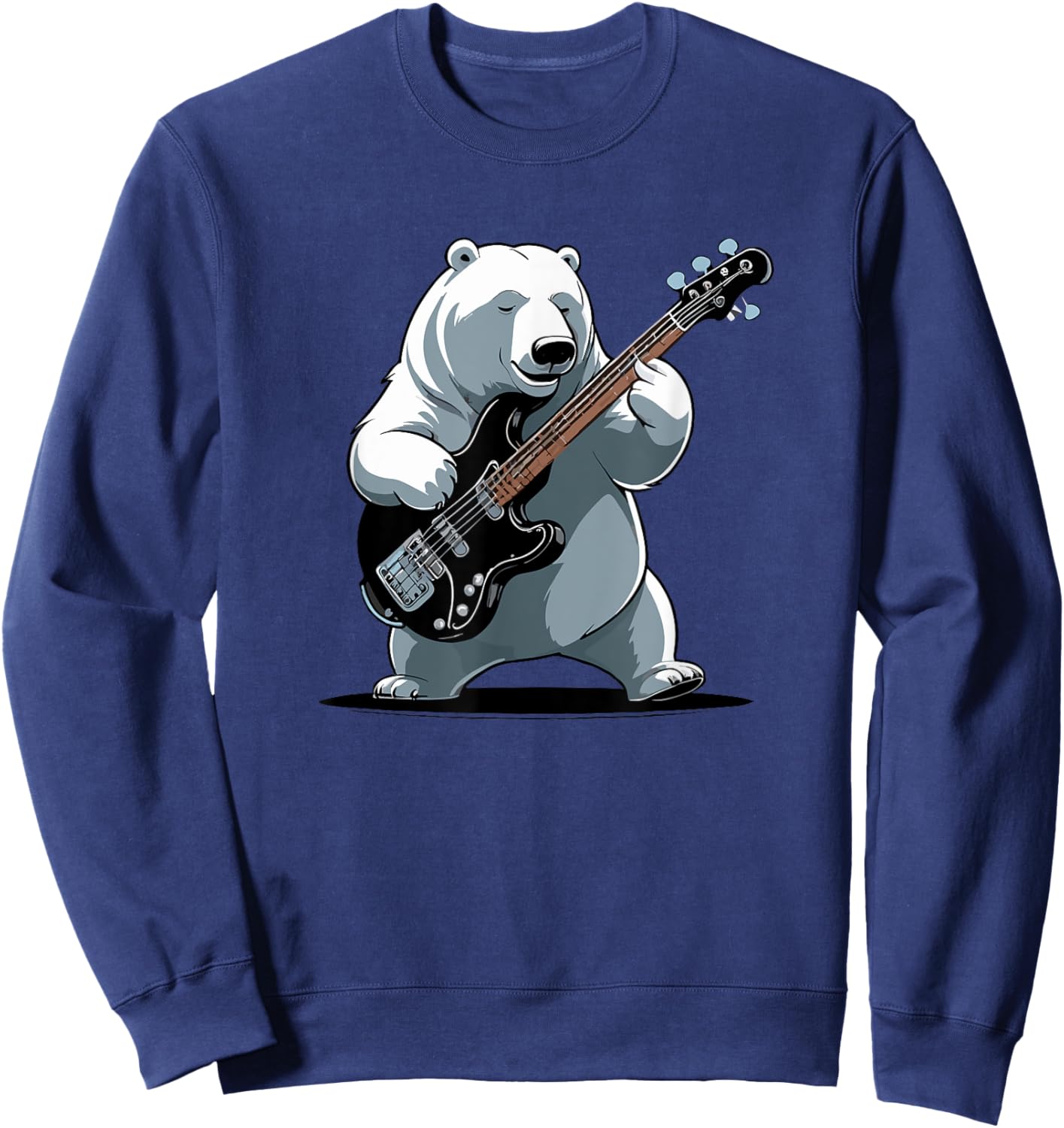 Bear playing Bass Guitar, Polar Bear Guitarist Sweatshirt - Sweatshirt | Navy