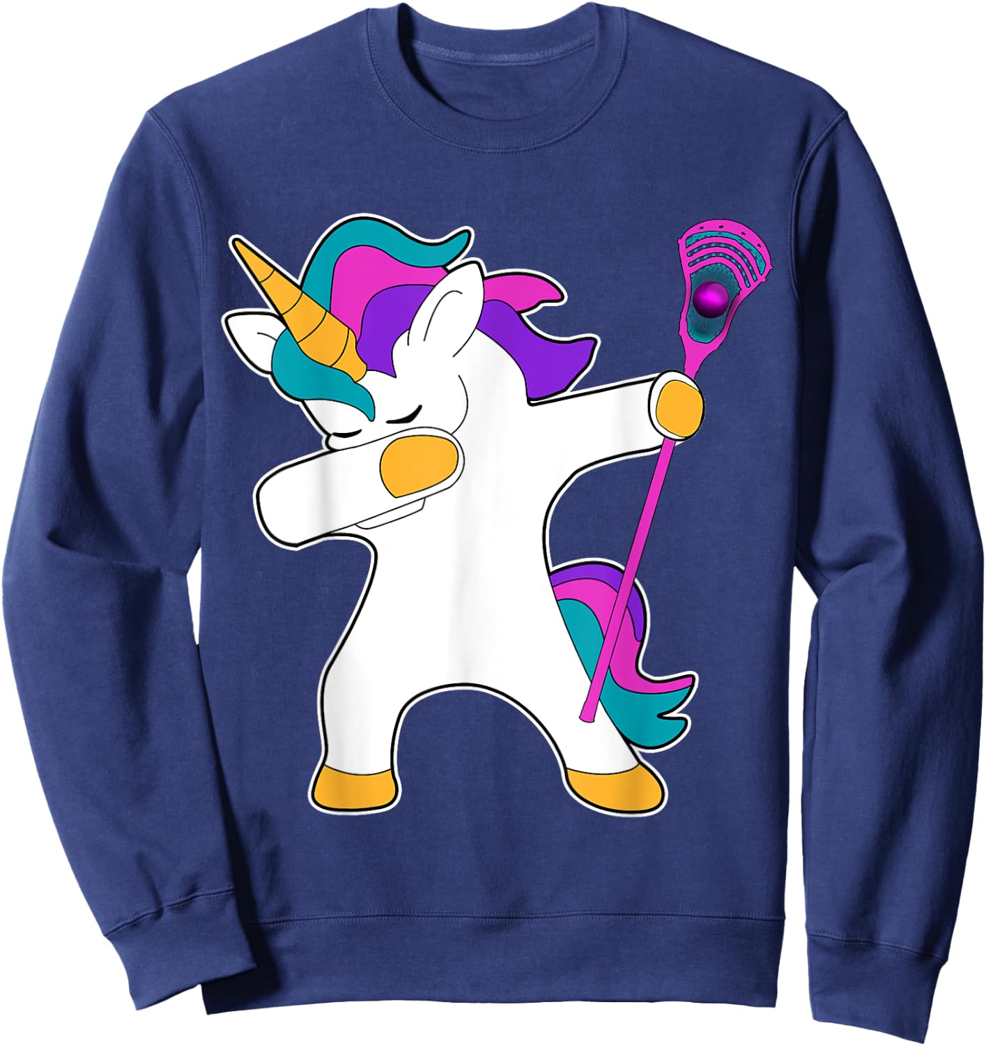 Dabbing Unicorn Lacrosse LAX Shirt Funny Gift Sweatshirt - Sweatshirt | Navy