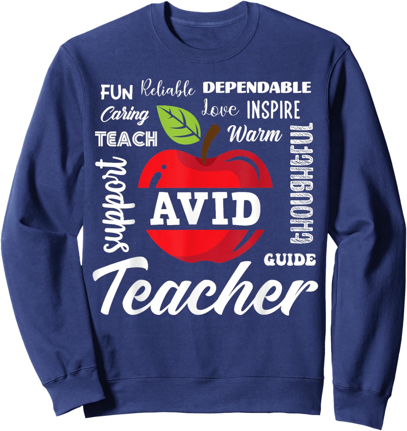 Cute Avid Teacher Back To School Women Sweatshirt - Sweatshirt | Navy