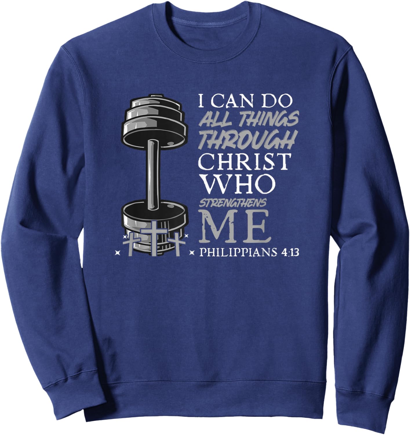 Can Do All Things Weightlifter Christian Gym Bible Verse Sweatshirt - Sweatshirt | Navy
