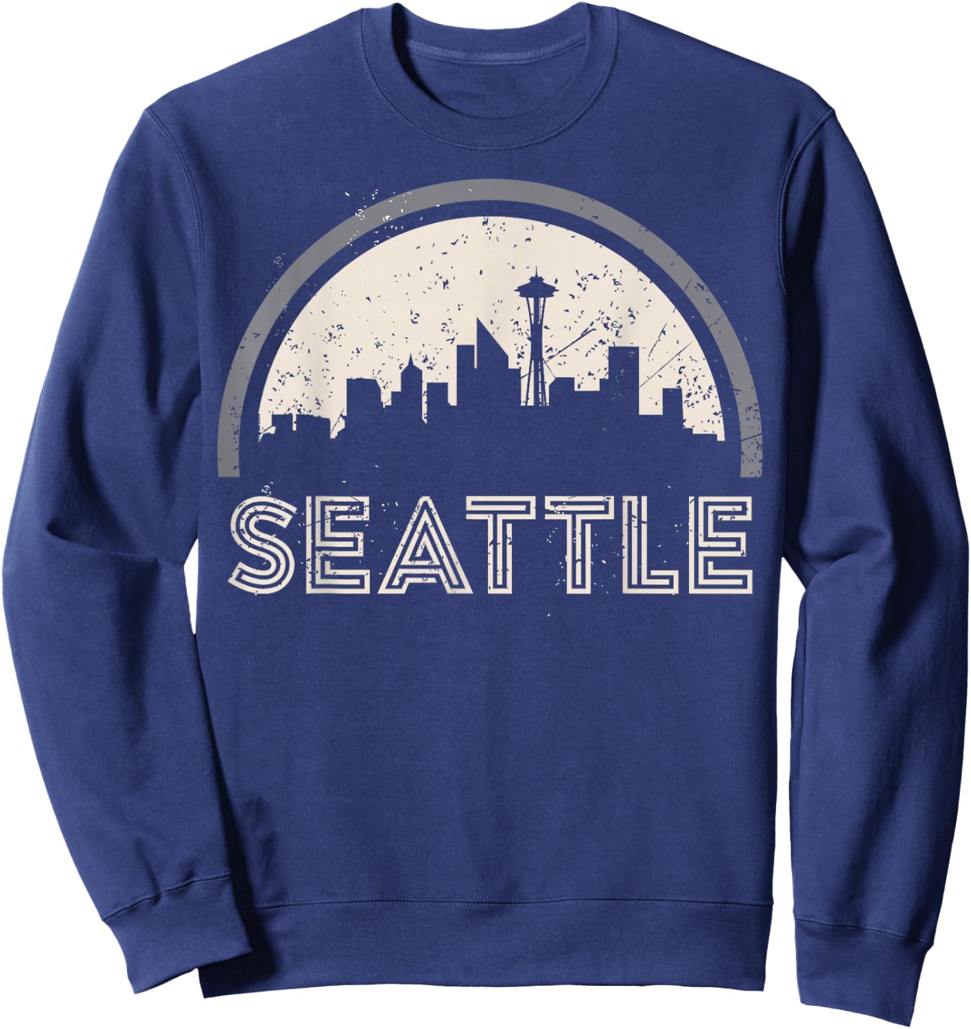 Grunge Seattle Skyline Distressed Look design Sweatshirt - Sweatshirt | Navy