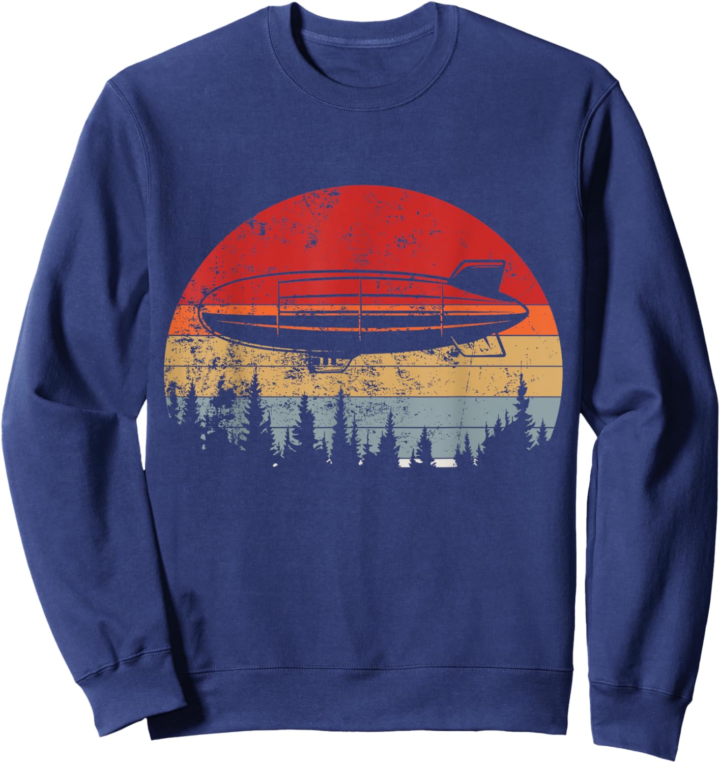 Retro Zeppelin 70s Dirigible Blimp Airship Zepelin Zepplin Sweatshirt - Sweatshirt | Navy
