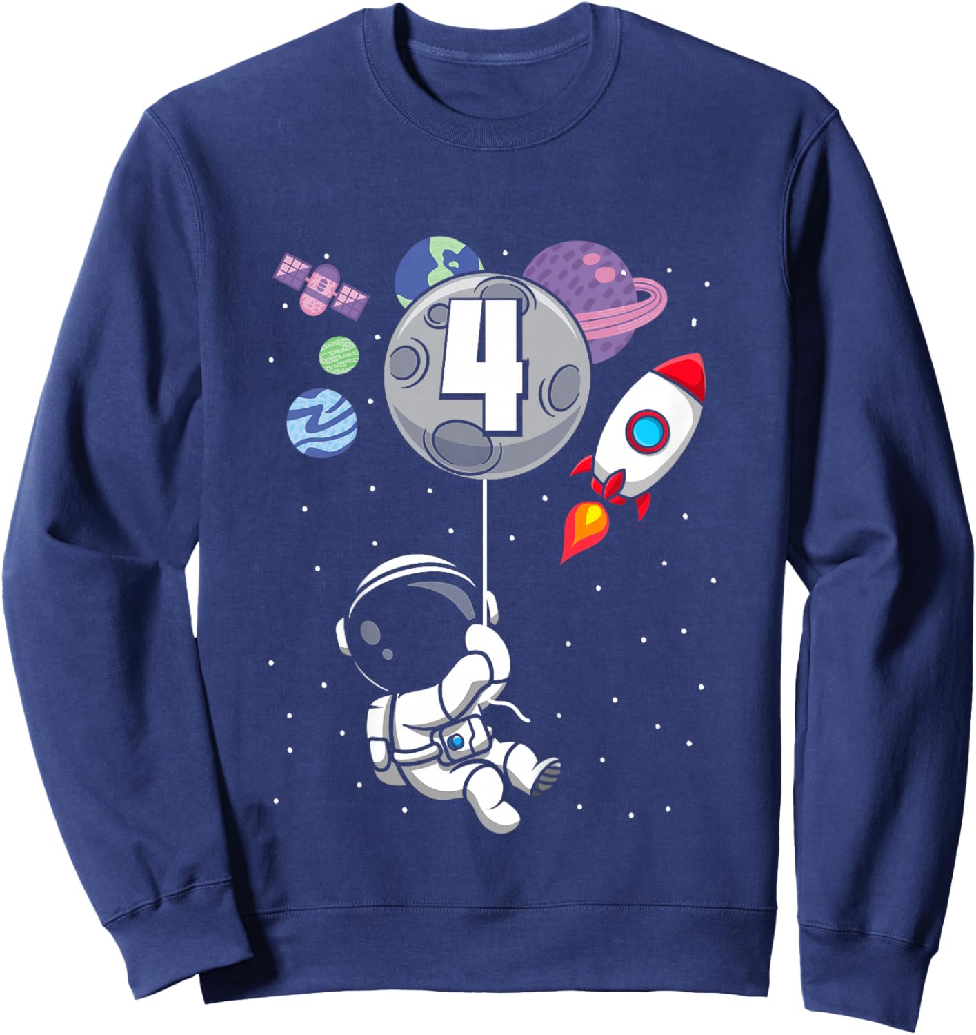4 Years Old Boy 4th Birthday Gift Bday Astronaut Sweatshirt - Sweatshirt | Navy