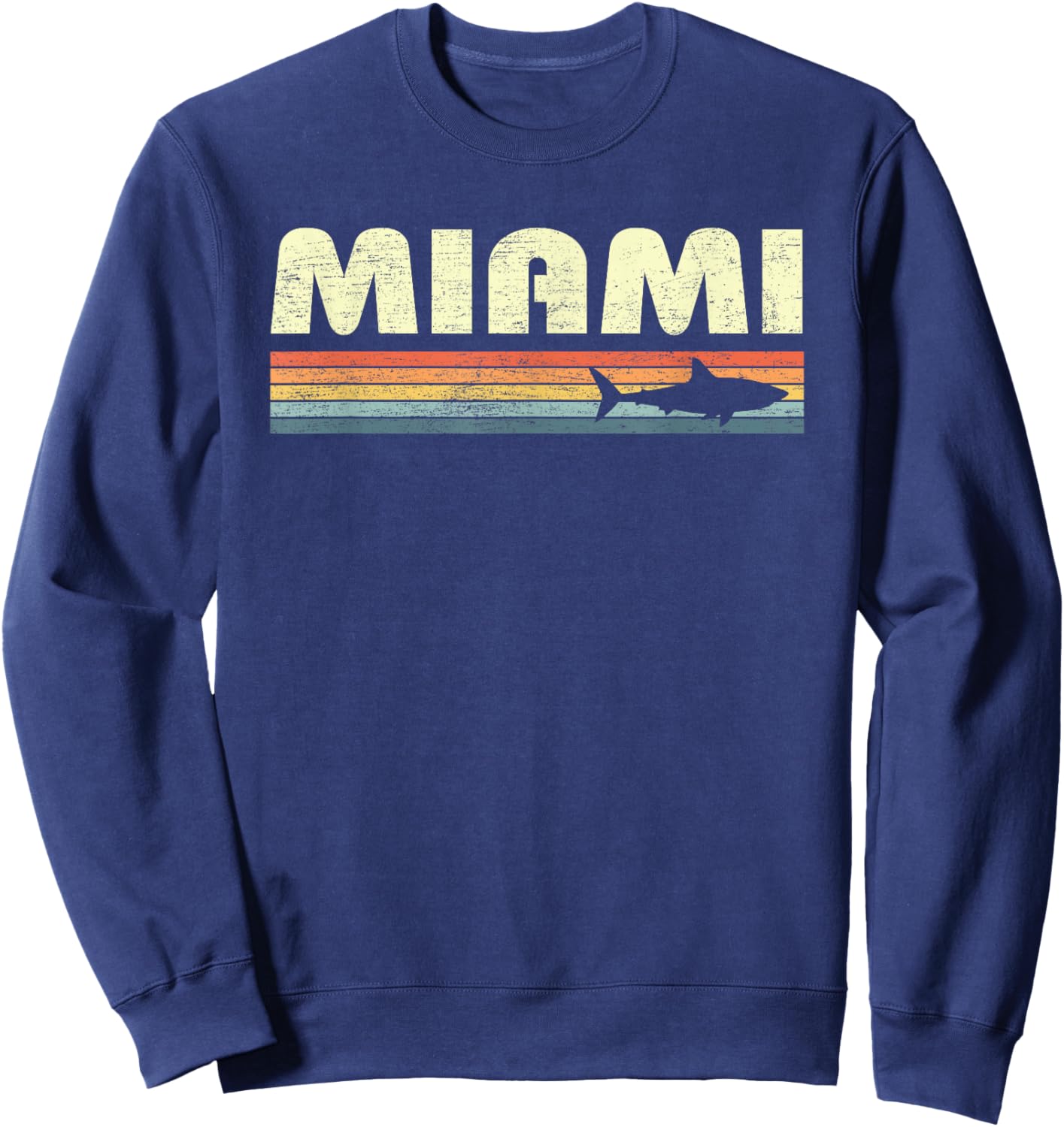 Miami Florida Vintage Shark Souvenir Sweatshirt - Sweatshirt | Navy