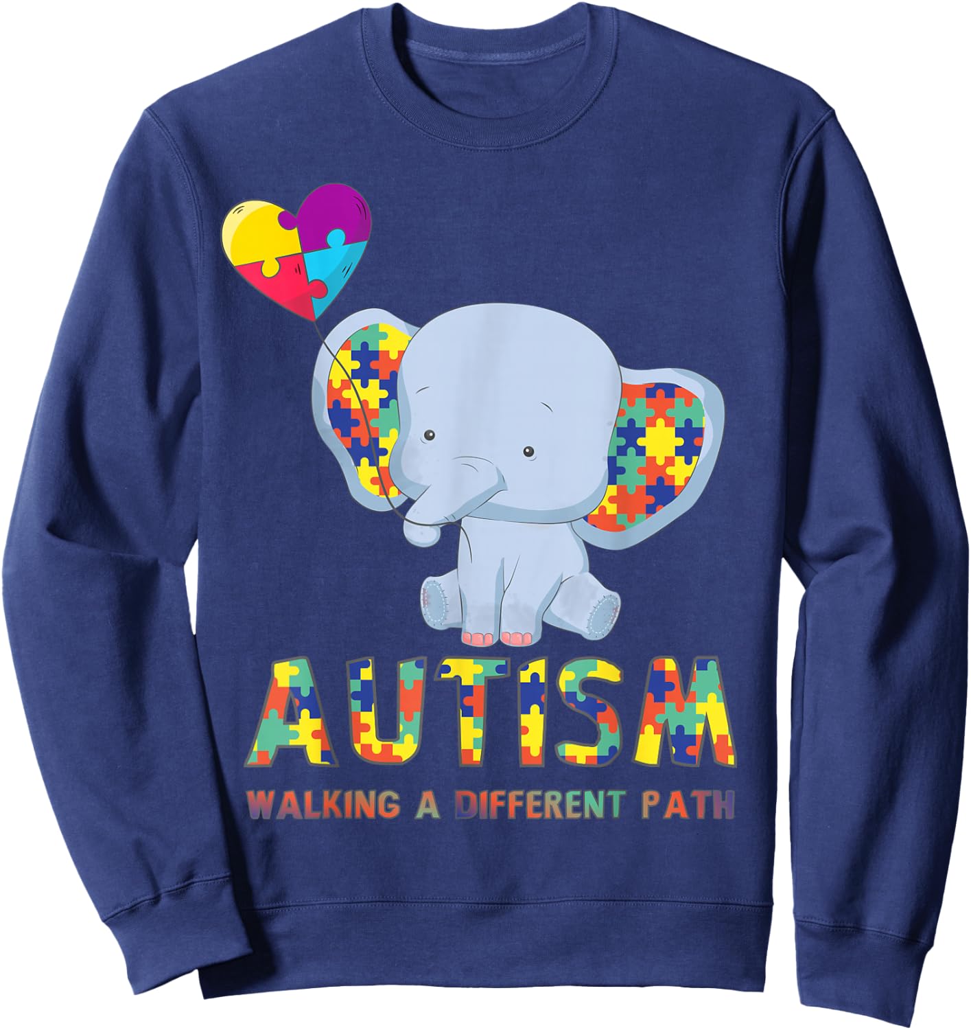 Autism Elephant Walking A Different Path T Shirt For Kids Sweatshirt - Sweatshirt | Navy