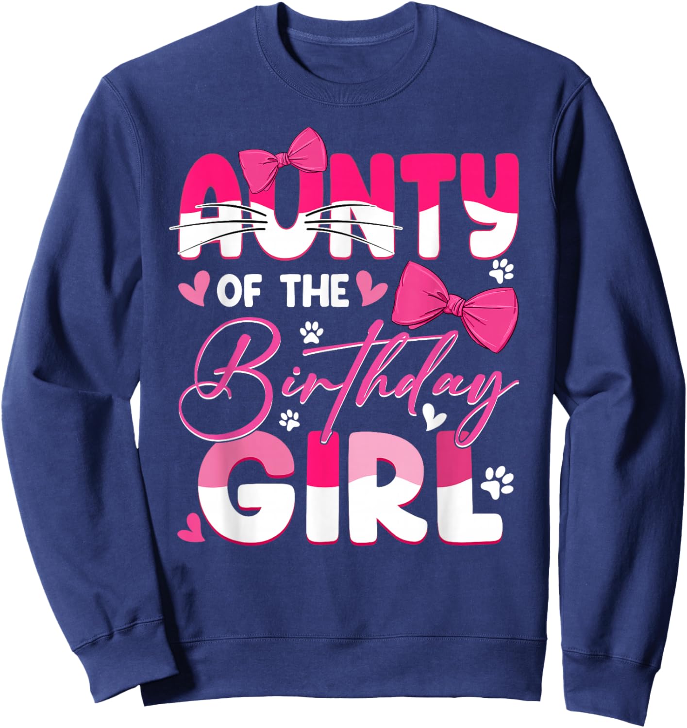 Aunty Of The Birthday Girl Cat Kitty Family Matching Sweatshirt - Sweatshirt | Navy