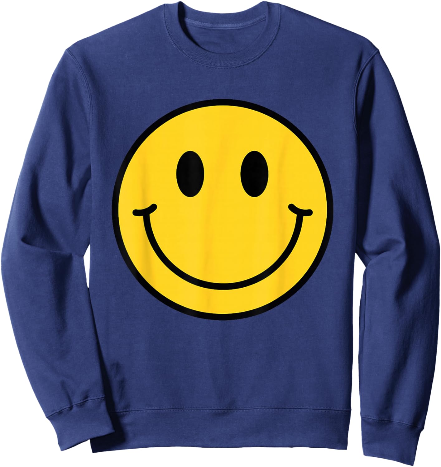 70s Yellow Smile Face Shirt Cute Happy Peace Smiling Face Sweatshirt - Sweatshirt | Navy