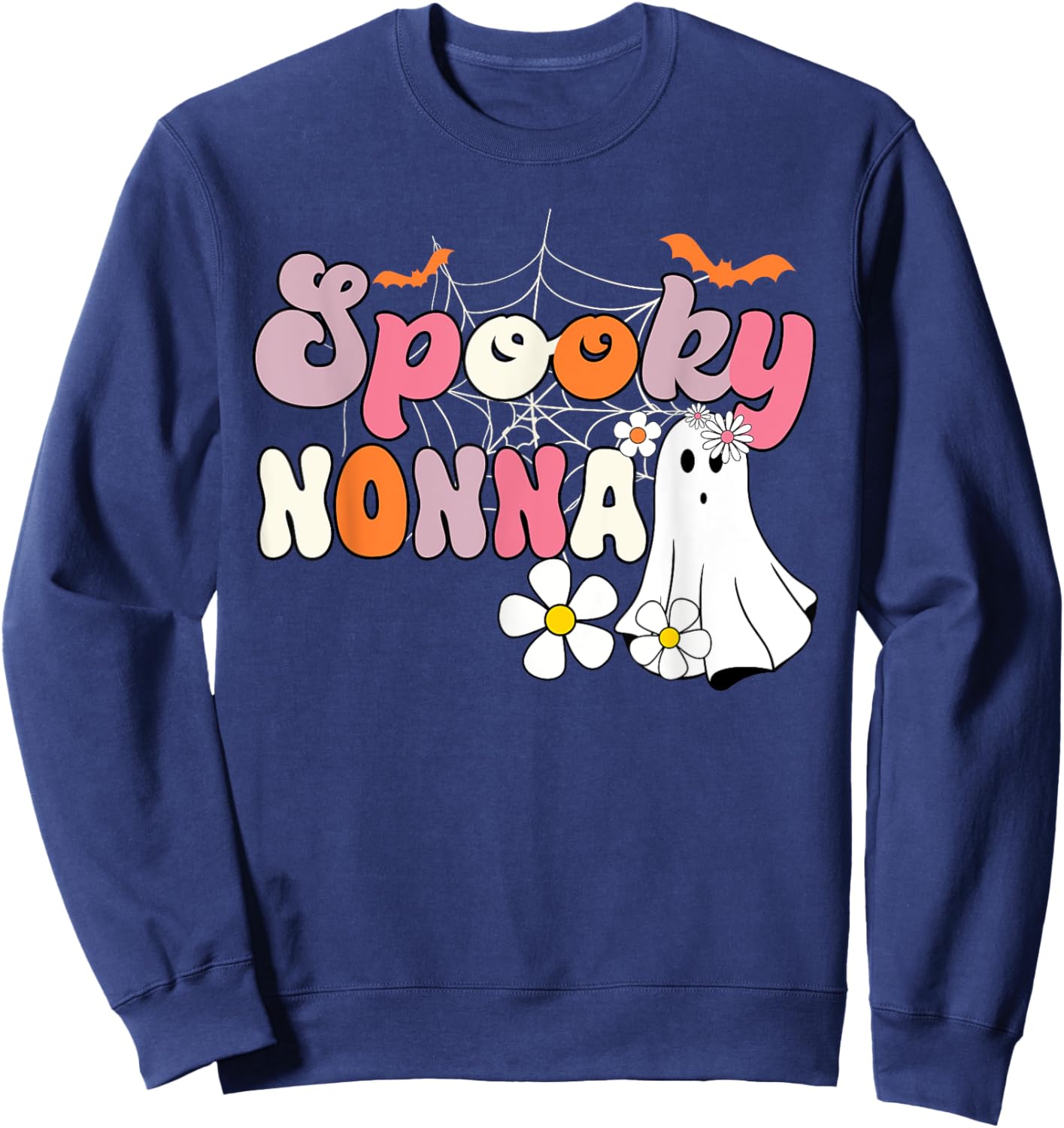 Groovy One Spooky Nonna Mama Grandma Witch Mom Halloween Sweatshirt - Sweatshirt | Navy