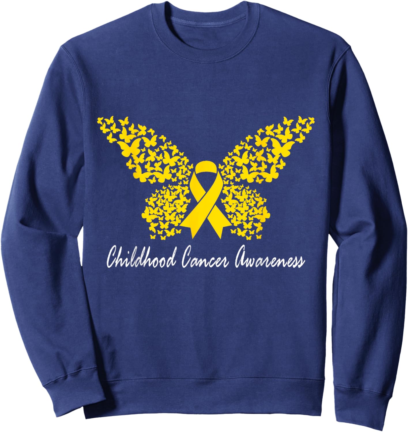 Childhood Cancer Awareness Butterfly Sweatshirt - Sweatshirt | Navy