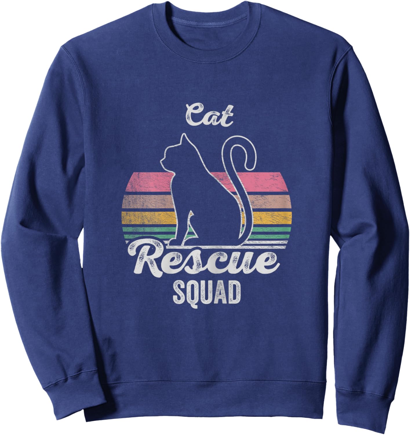 Retro Vintage Animal Rescue Shirt Cat Rescue Squad Sweatshirt - Sweatshirt | Navy