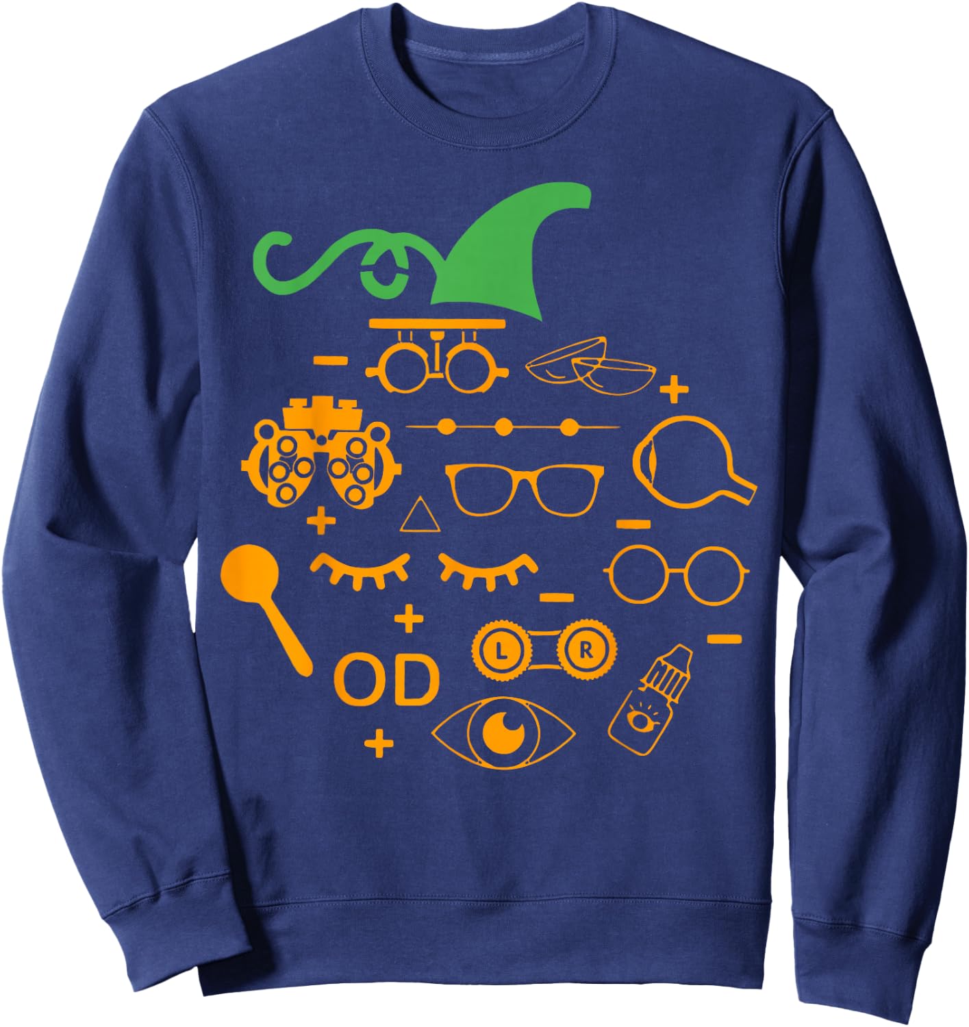 Optometry Symbols Pumpkin Shape Autumn Halloween Optometrist Sweatshirt - Sweatshirt | Navy