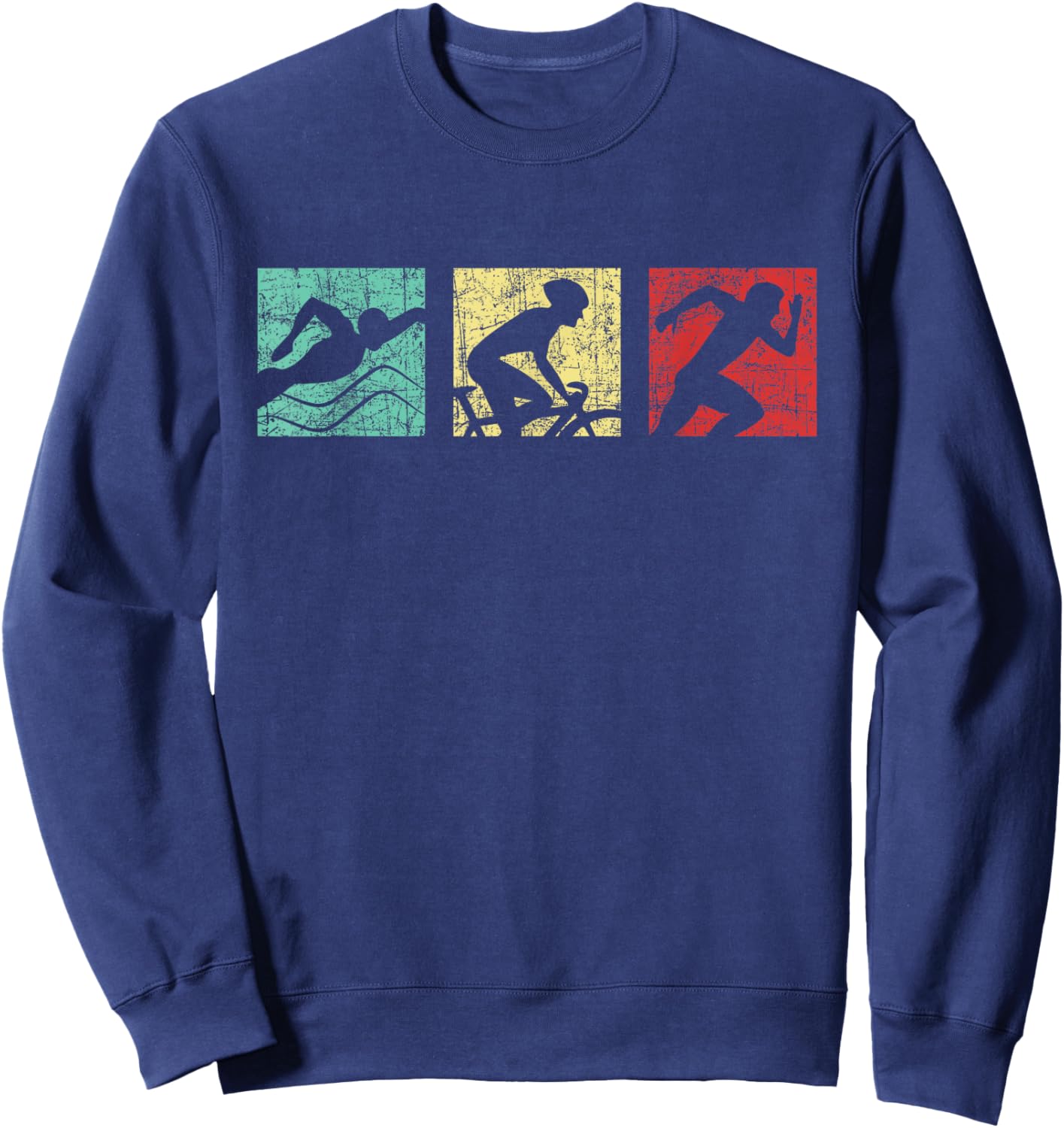 Retro Triathlon - Sports Marathoner Cycling Running Swimming Sweatshirt - Sweatshirt | Navy