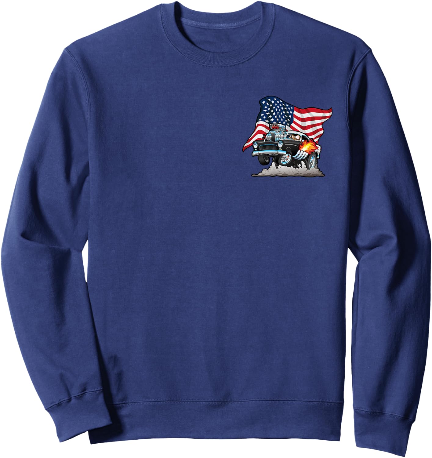 Car Crazy! Muscle Cars Classic Cars Hotrods Cartoon Sweatshirt - Sweatshirt | Navy