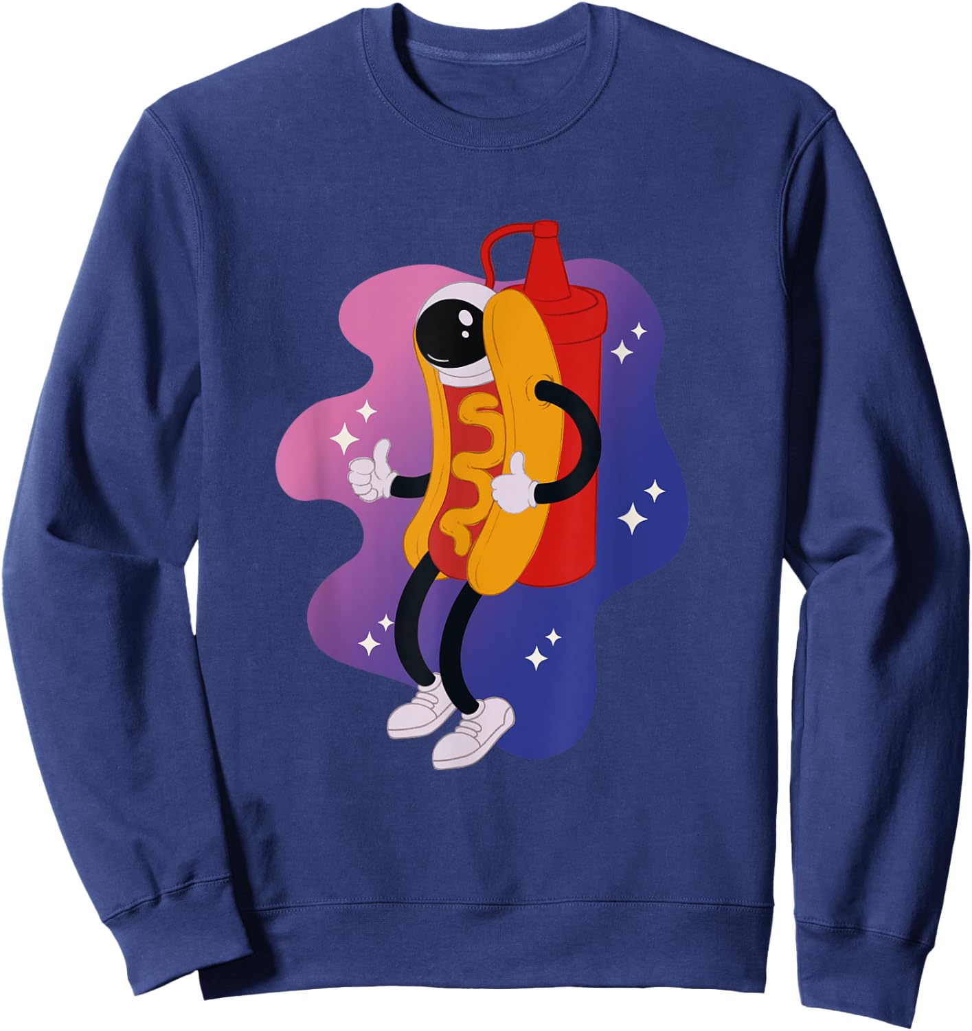 Hotdog in space space hot dog astronaut funny galaxy Sweatshirt - Sweatshirt | Navy